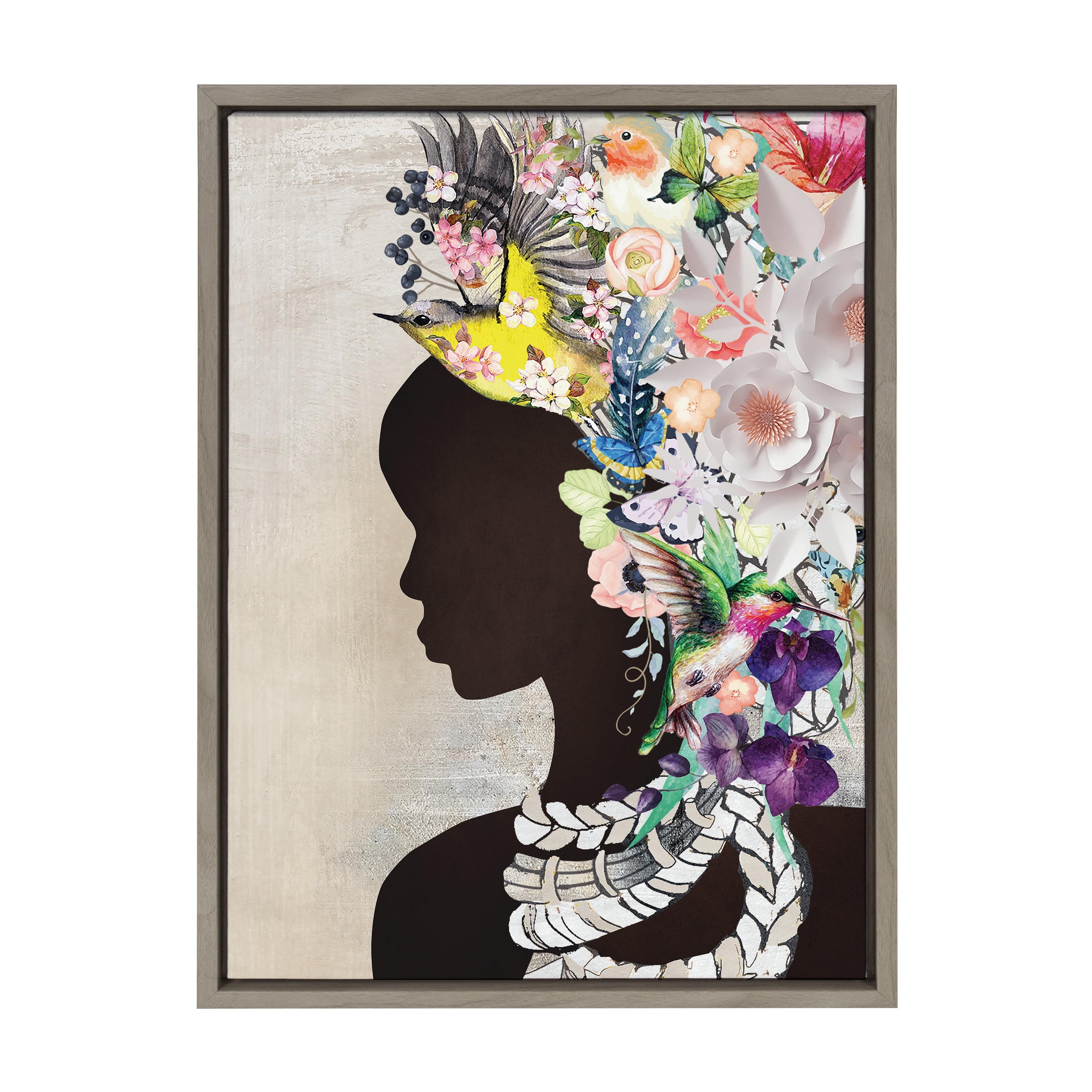 Kate and Laurel Sylvie Natural Woman Framed Canvas by Nikki Chu, 18x24, Gray