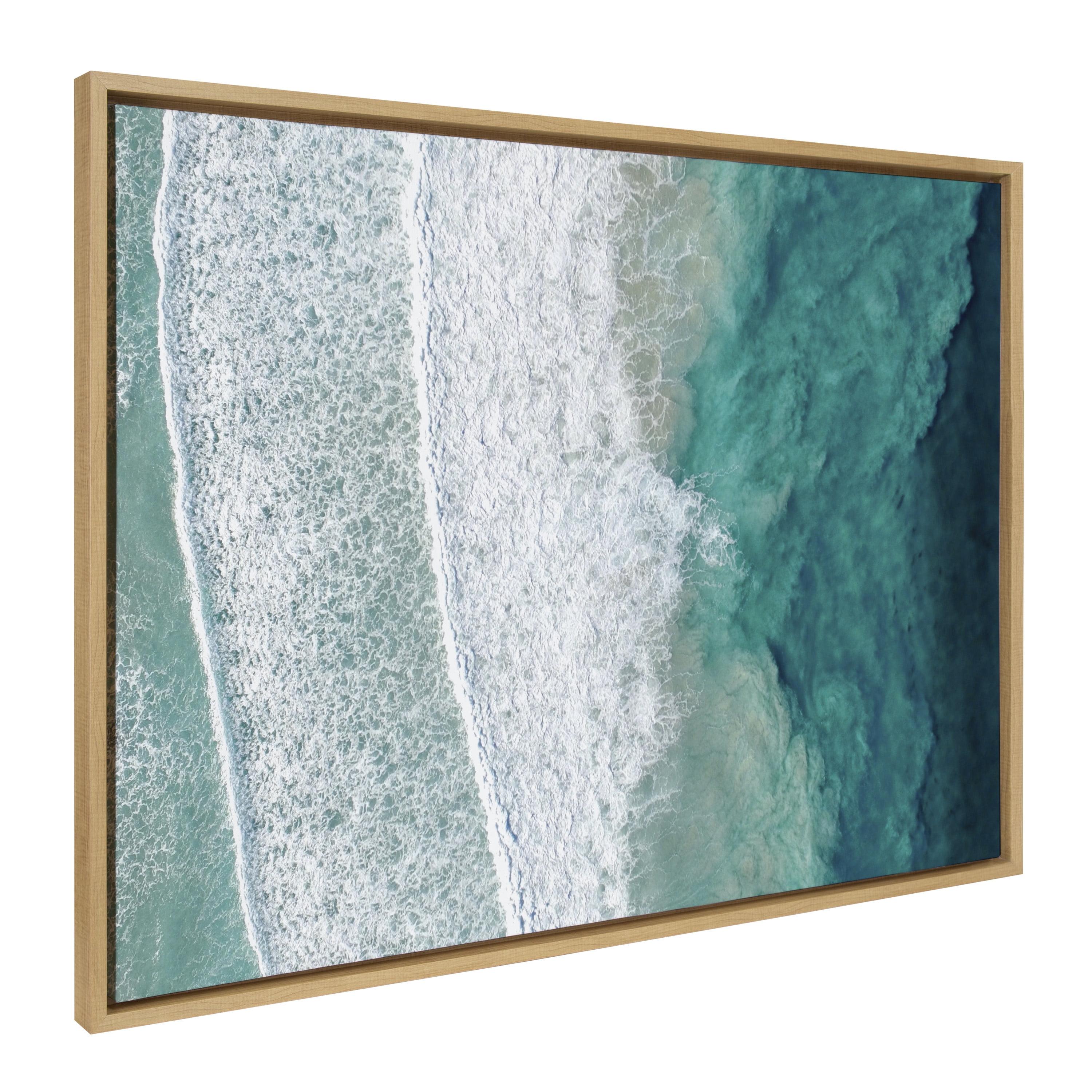 28" x 38" Sylvie Ocean Waves by The Bay Framed Canvas by Creative Bunch - Kate & Laurel All Things Decor