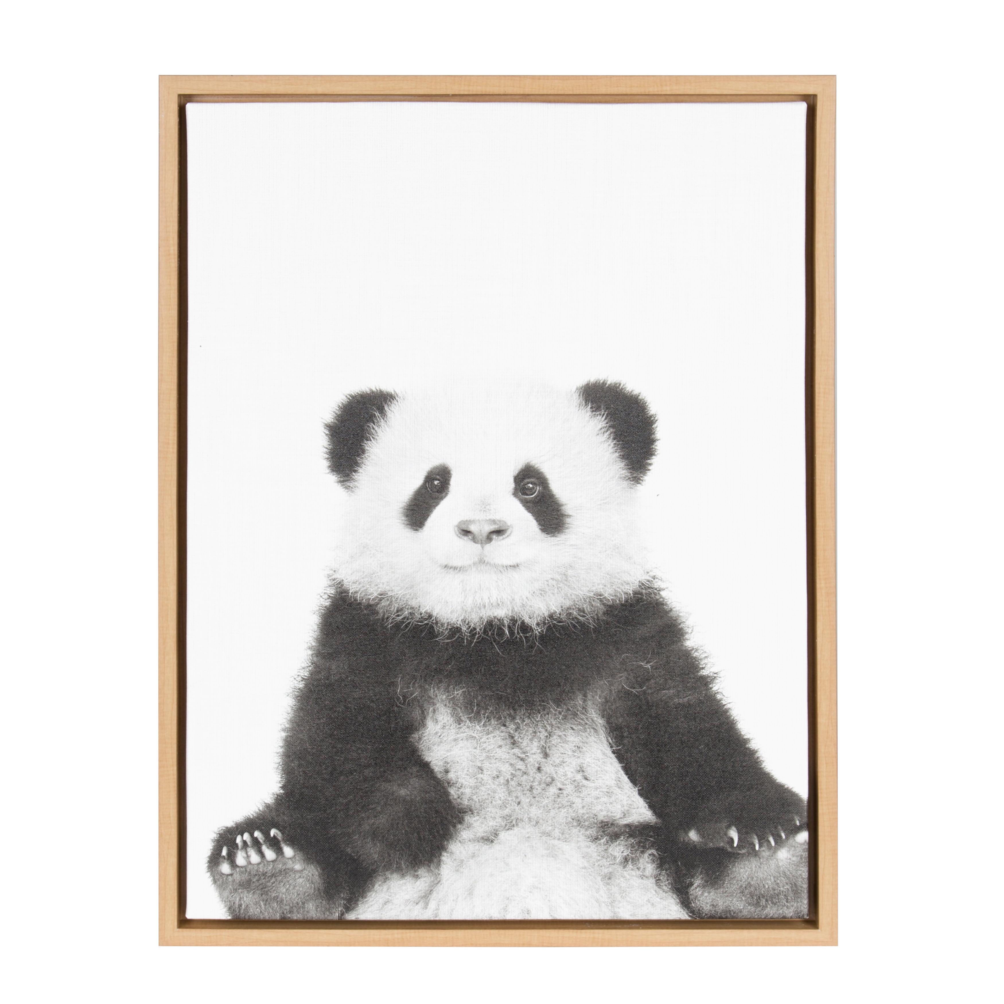 Sylvie Panda Black and White Framed Canvas Art