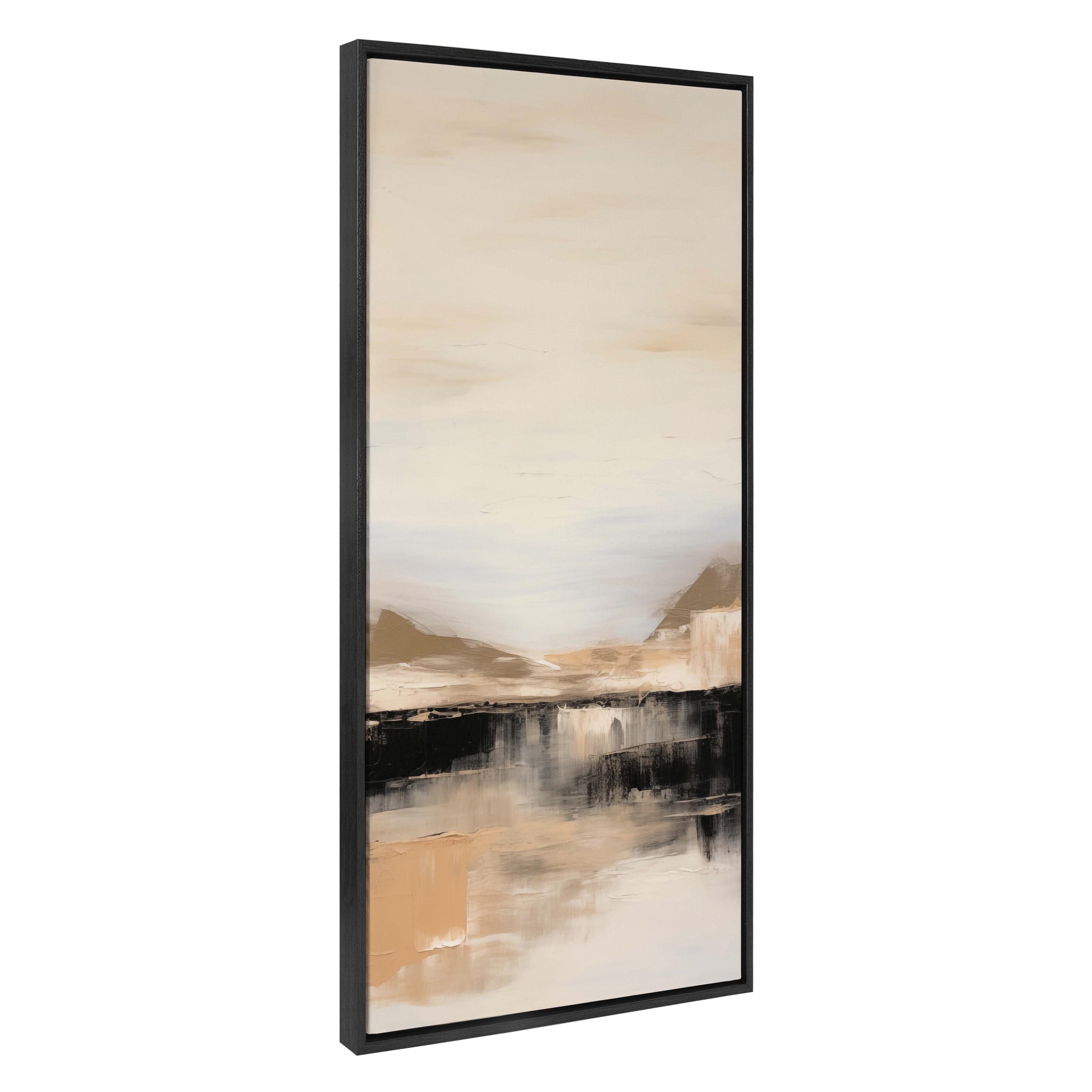 Sylvie 18x40 Black Framed Abstract Landscape Canvas