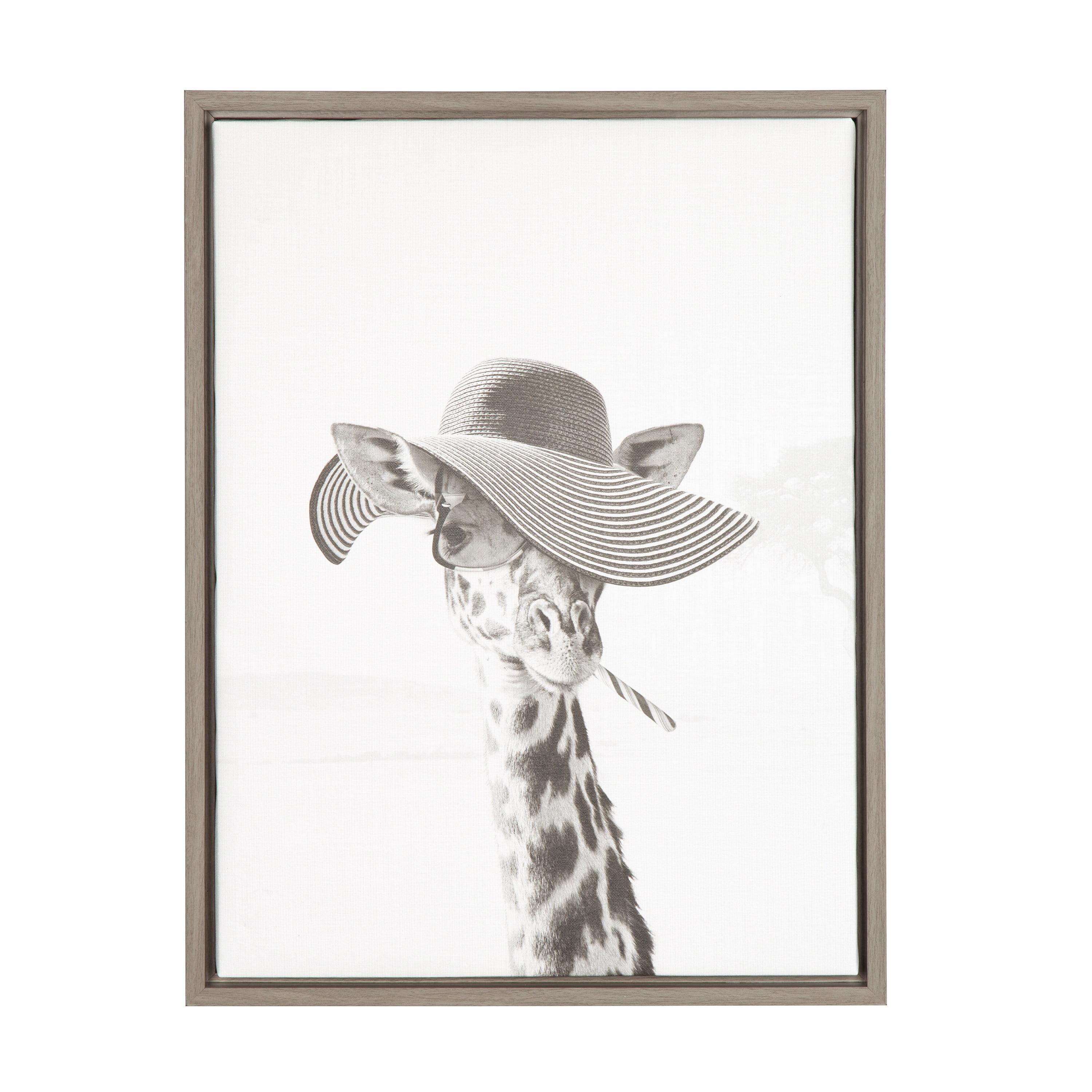 Sarifa Giraffe Framed Kids' Canvas Art Gray (24"x18") - Uniek