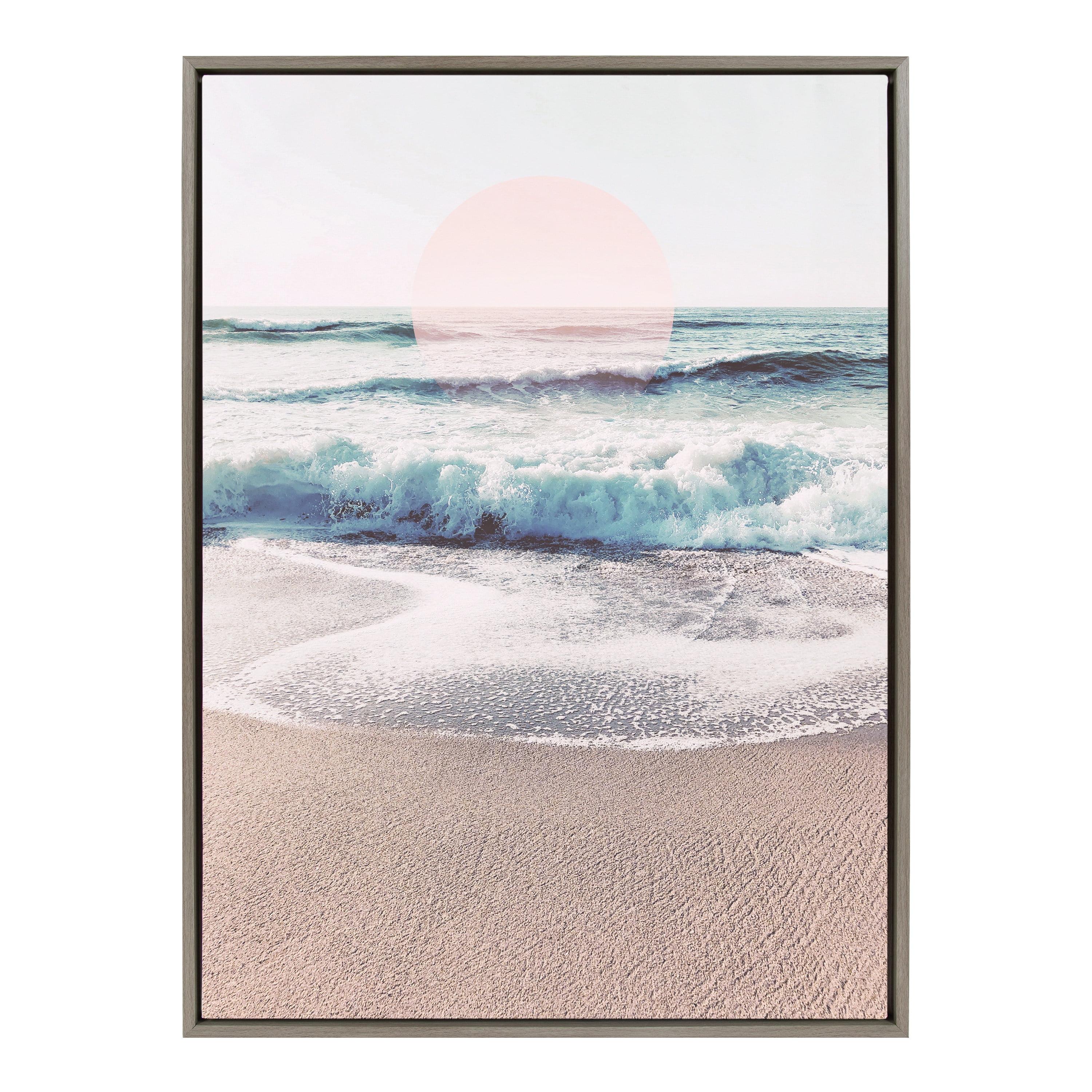 Kate & Laurel All Things Decor 28" x 38" Sylvie Sea Salt Sand and Sun Framed Canvas by Dominique Vari Gray : Coastal Beach Wall Display