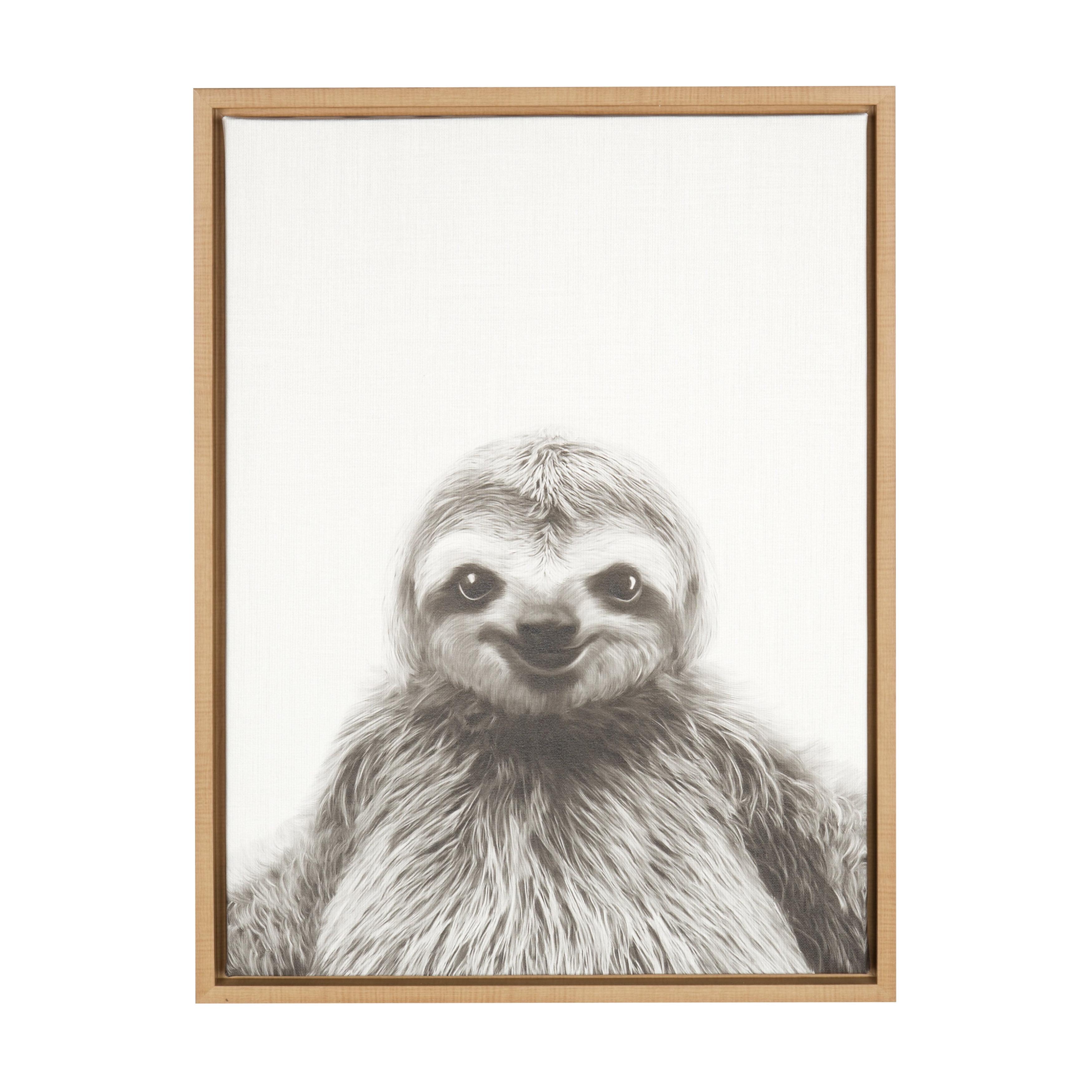 24" x 18" Sloth Framed Canvas Art - Uniek