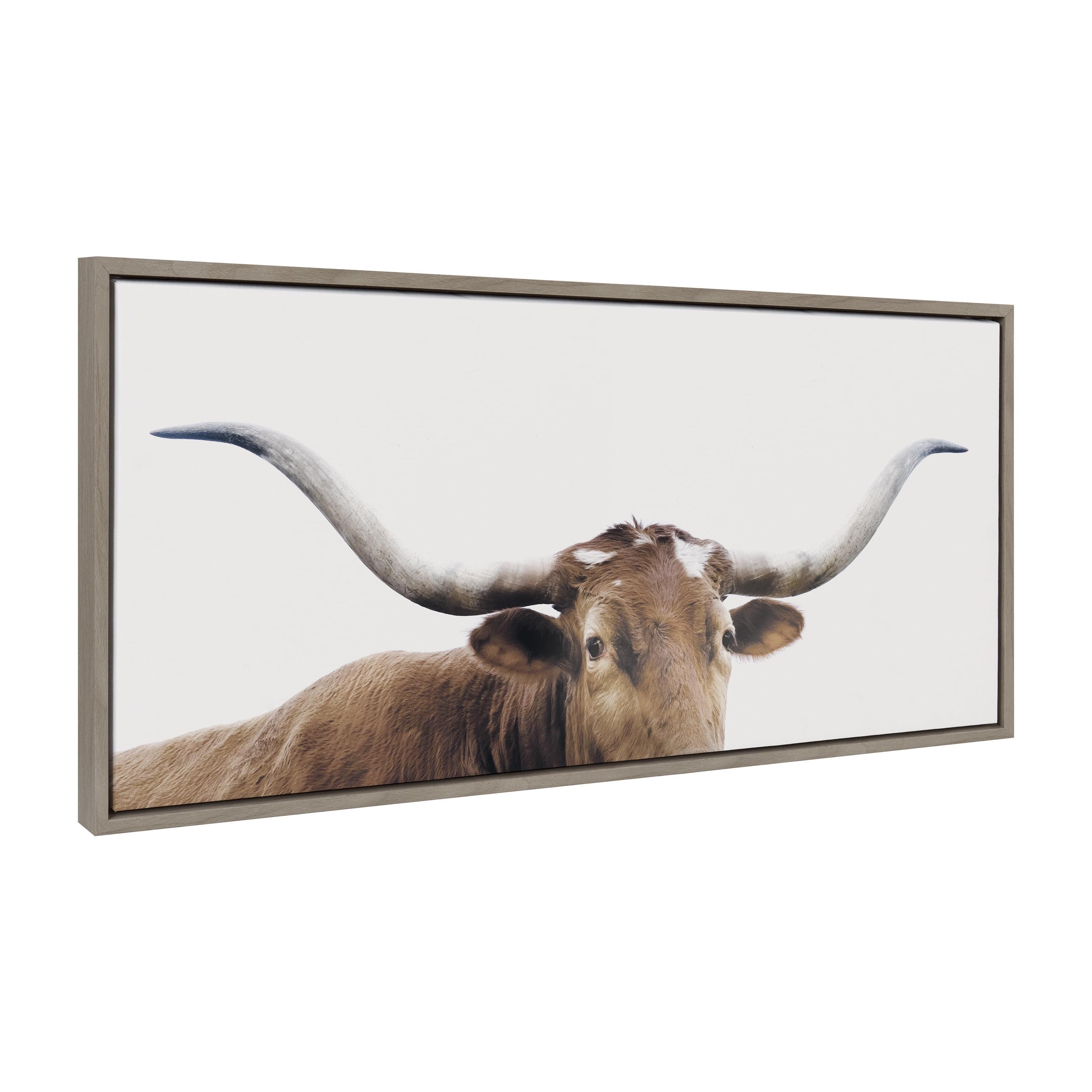 18" x 40" Sylvie Texas Longhorn Frame Canvas by The Creative Bunch Studio - Kate & Laurel All Things Decor