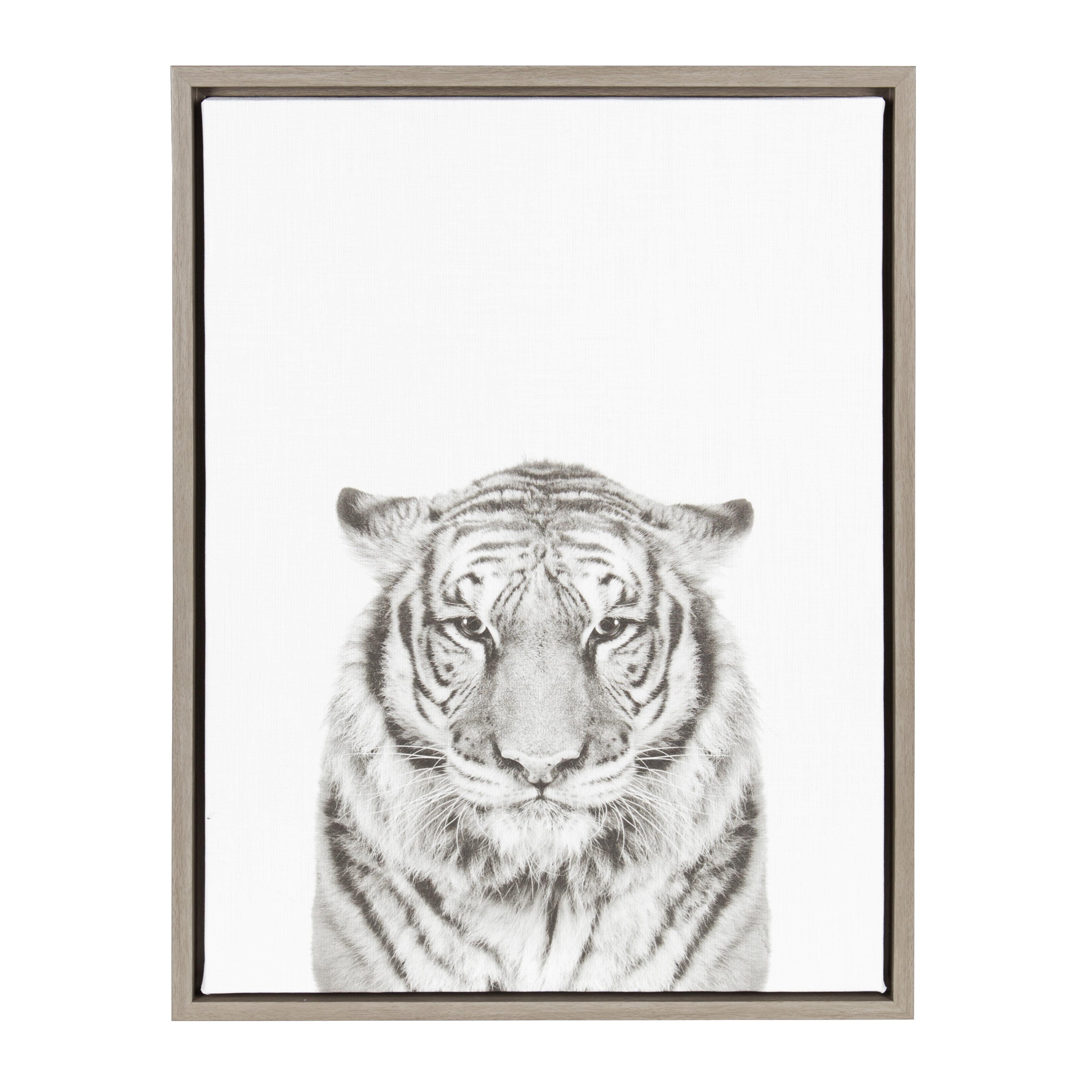 18" x 24" Sylvie Tiger Portrait Framed Canvas by Simon Te Tai Gray - Kate and Laurel