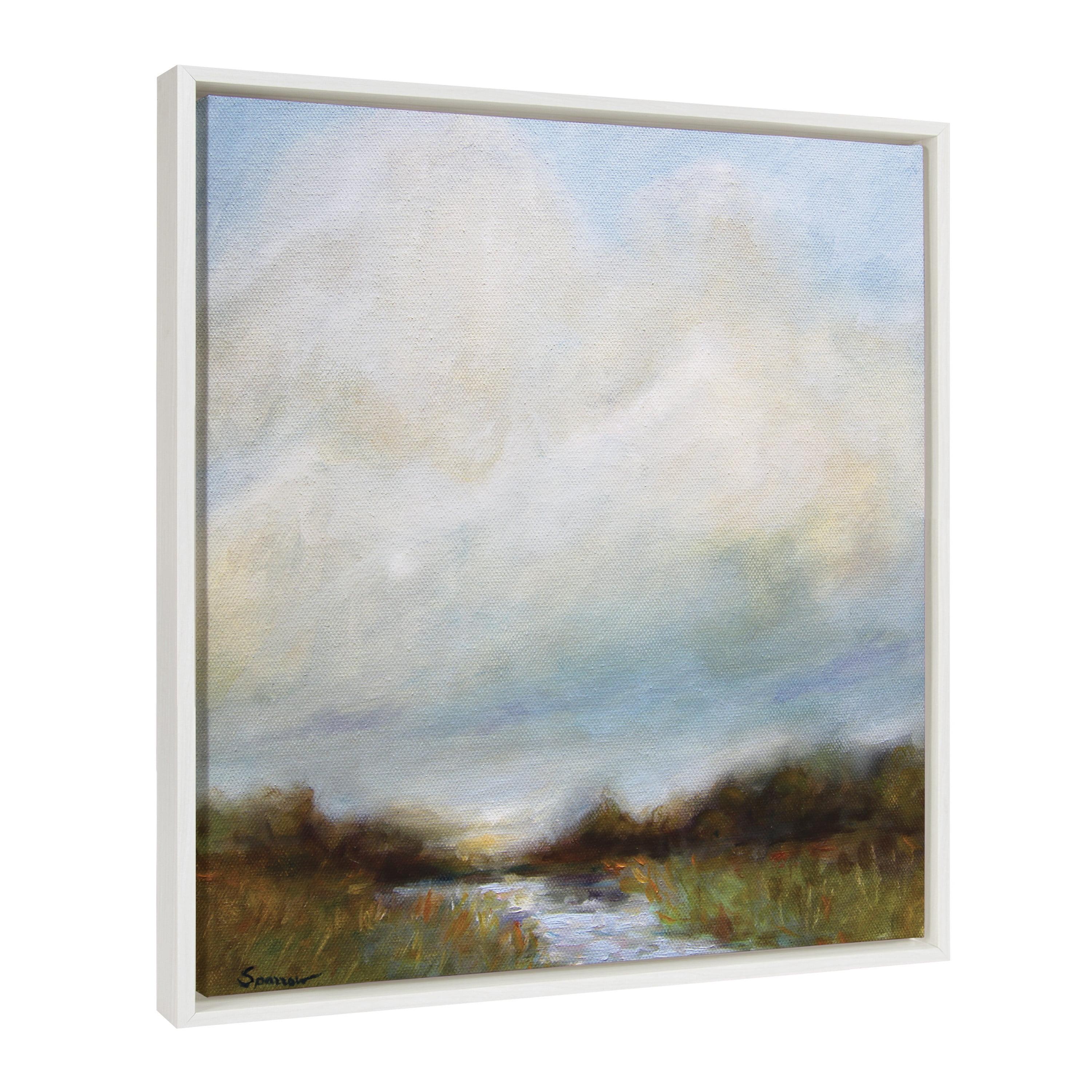22" x 22" Sylvie Tranquility Framed Canvas by Mary Sparrow White - Kate & Laurel: Serene Nursery Art Decor