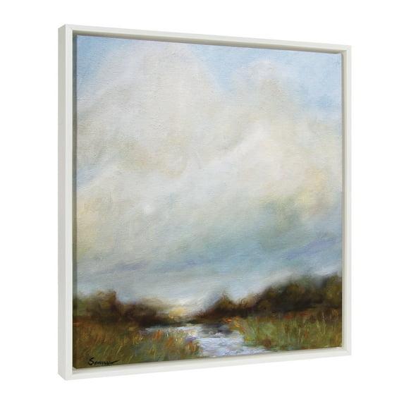 22" x 22" Sylvie Tranquility Framed Canvas by Mary Sparrow White - Kate & Laurel: Serene Nursery Art Decor