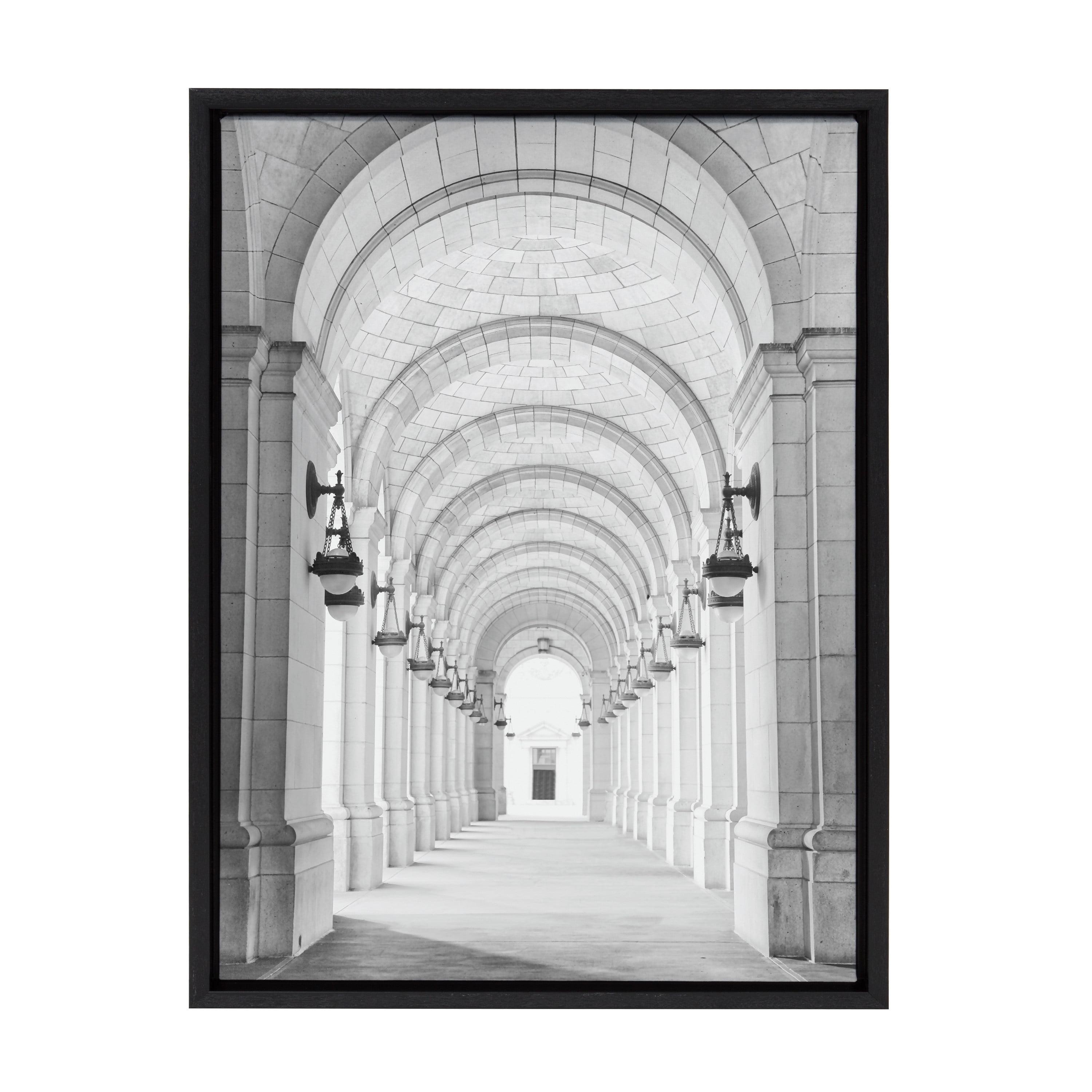 Kate and Laurel Sylvie Union Station Framed Canvas by Golie, 18x24, Black