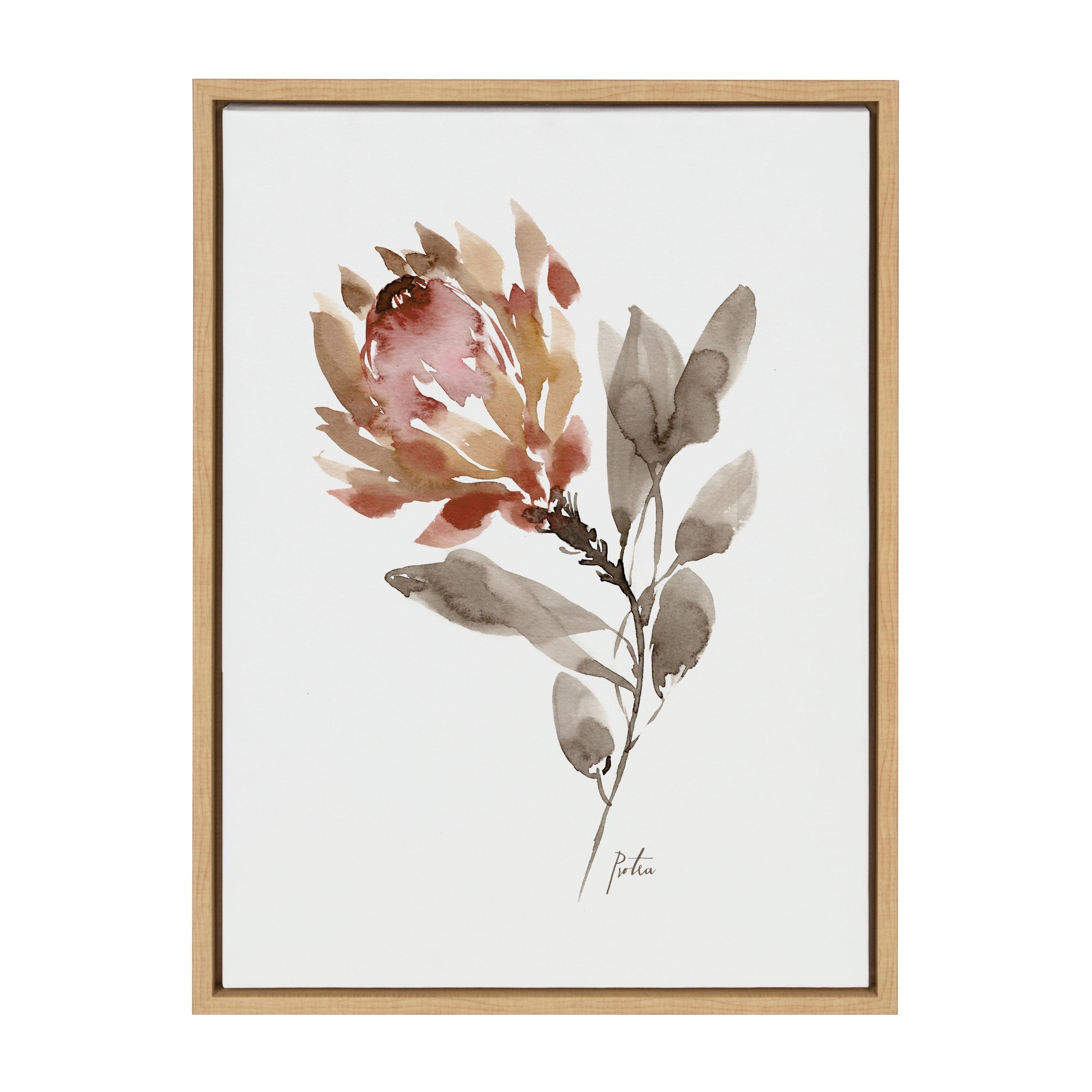 Wild King Protea Red and Orange Framed Canvas Art