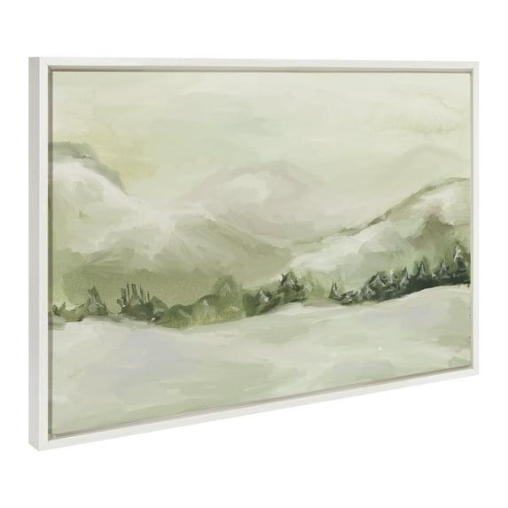 Kate & Laurel All Things Decor 23"x33" Sylvie Winter Landscape 3 Framed Canvas Wall Art by Annie Quigley White Nature Holiday Snow
