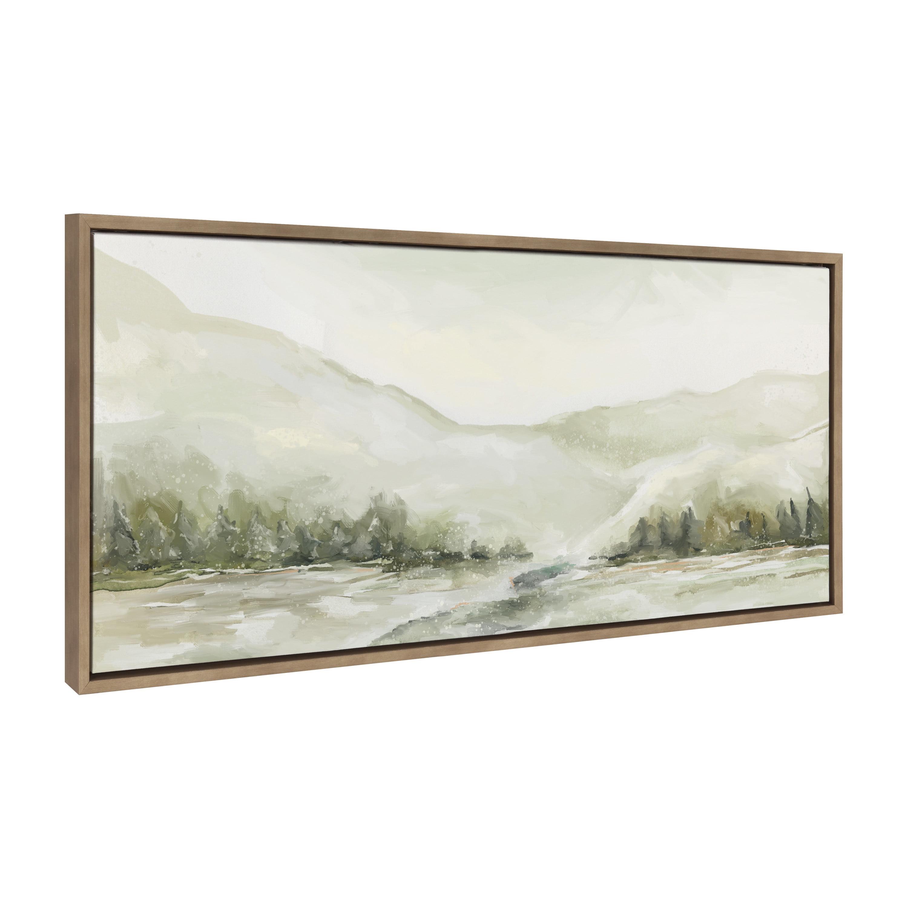 Kate & Laurel All Things Decor 18"x40" Sylvie Winter Landscape 6 Framed Canvas Wall Art by Annie Quigley Nature Holiday Snow