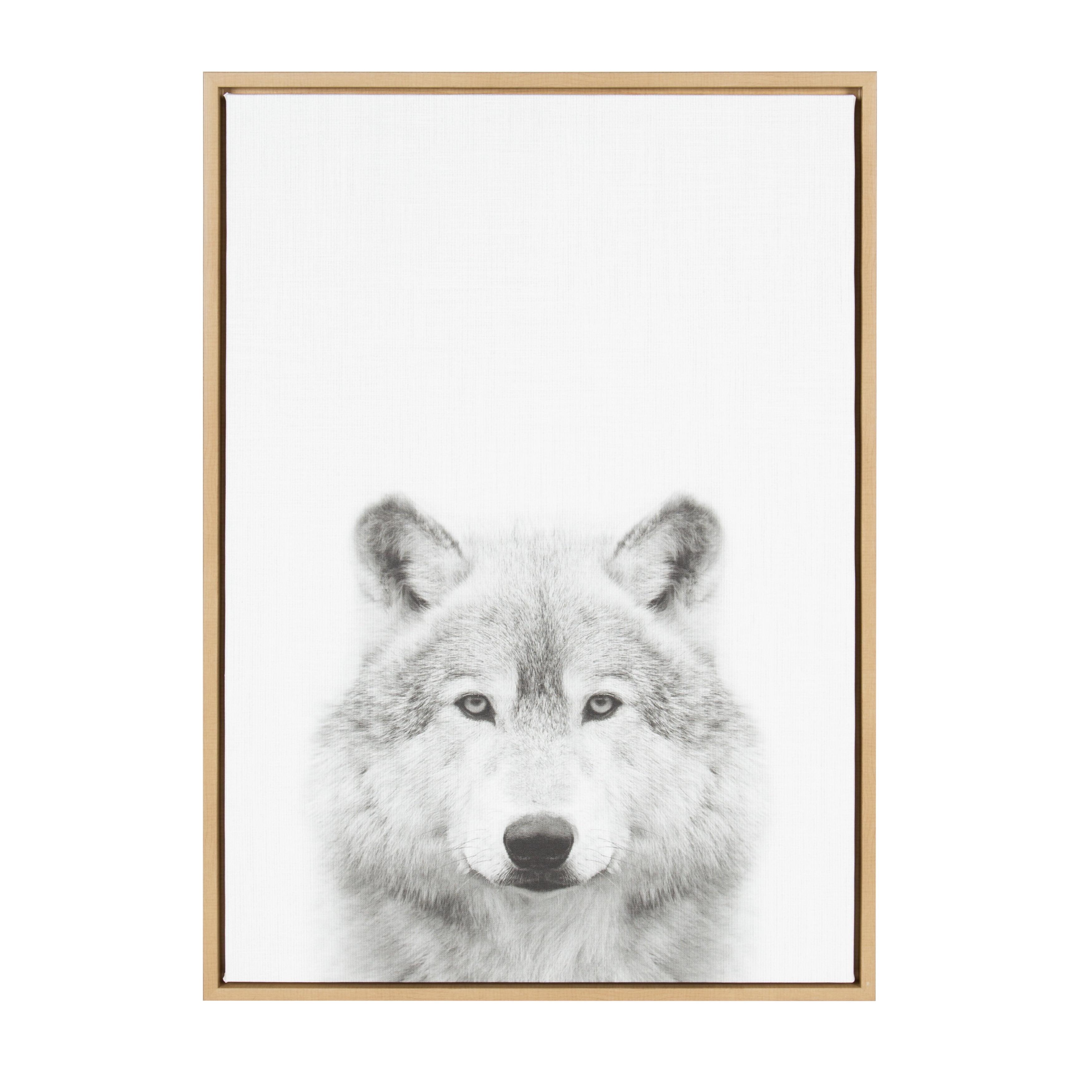 33" x 23" Sylvie Wolf Animal Print And Portrait By Simon Te Tai Framed Wall Canvas - Kate & Laurel