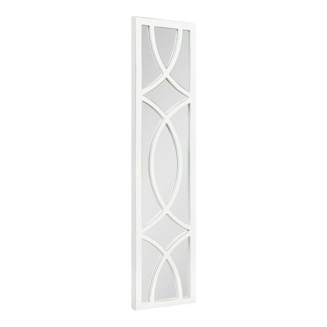 Kate and Laurel Tolland Decorative Wooden Panel Wall Mirror, 12" x 48", Soft White, Rustic Windowpane Accent Piece