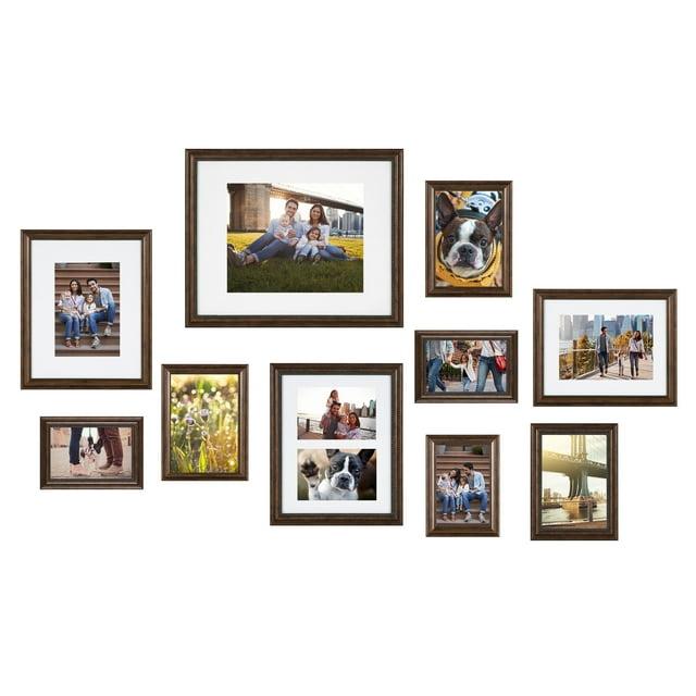 10pcTraditionl Frame Box Set Brown - Kate & Laurel All Things Decor: Elegant Wall Display, Multi-Size, Sawtooth Hanger