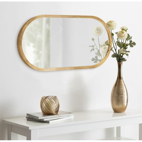 12" x 24" Travis Oval Wall Mirror Gold - Kate & Laurel All Things Decor: Modern MDF Frame, No Assembly Required