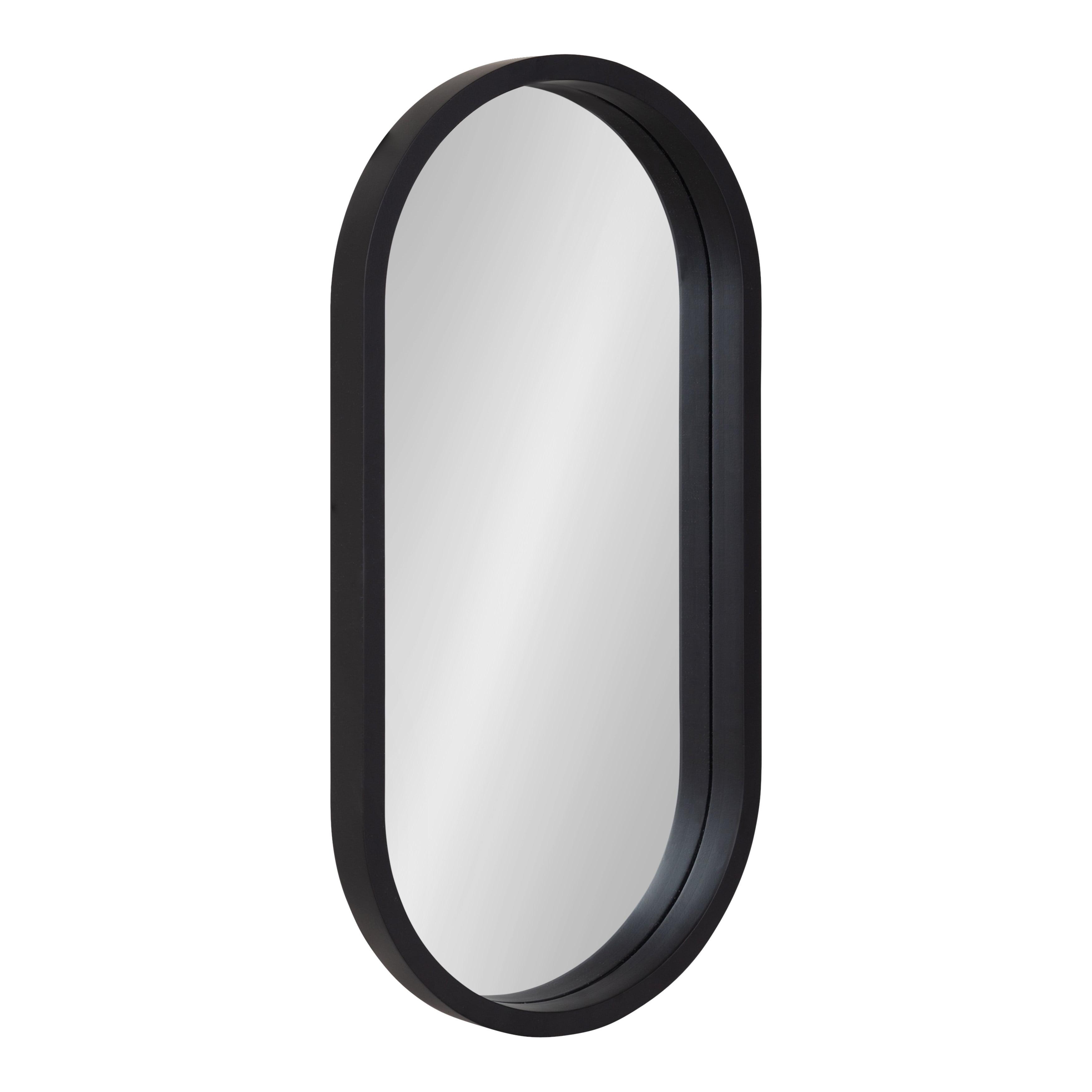 Kate & Laurel All Things Decor 12"x24" Travis Oval Wall Mirror Black: Modern Style, MDF Frame, No Assembly Required