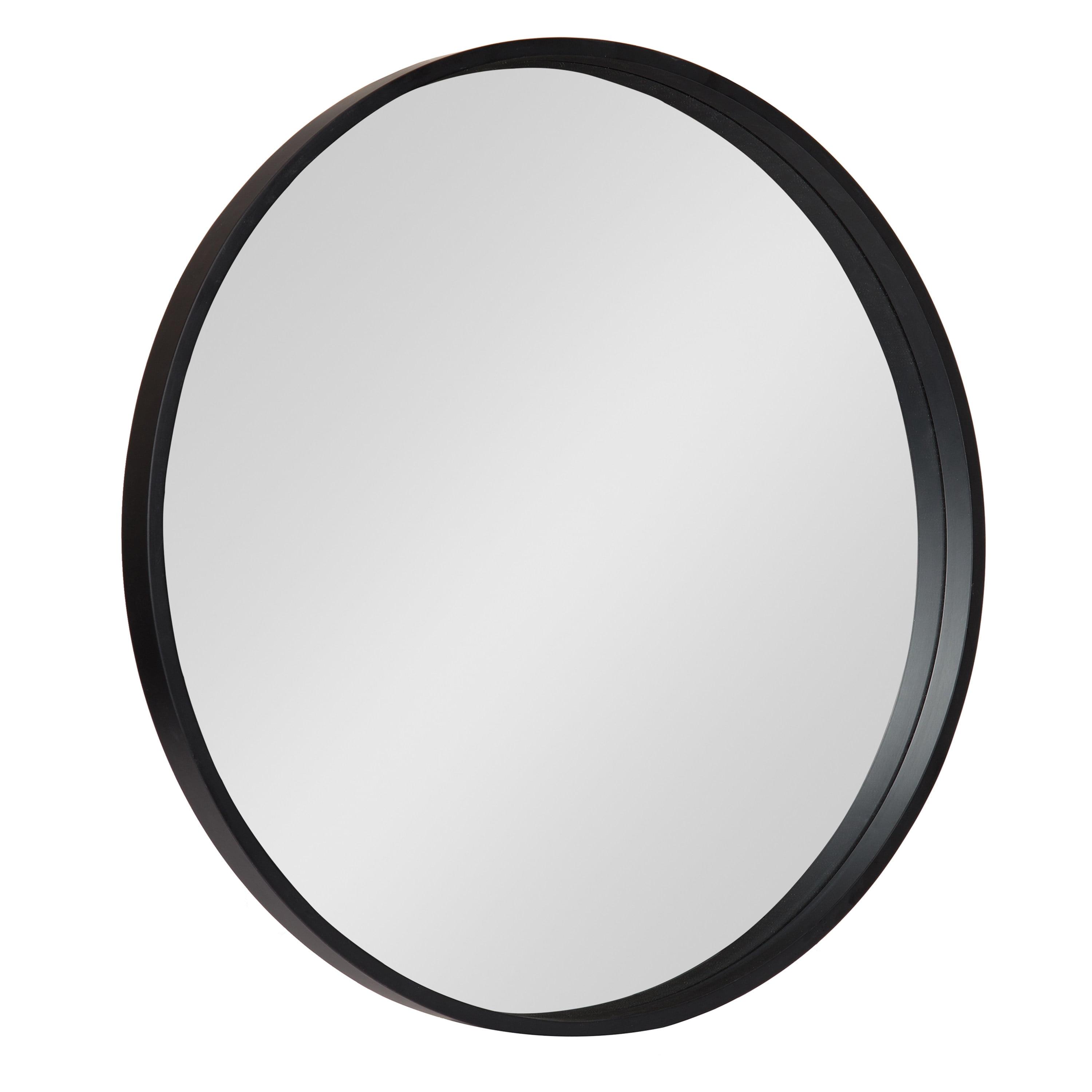 26" x 26" Travis Round Wood Accent Wall Mirror Black - Kate & Laurel All Things Decor: MDF, No Assembly Required