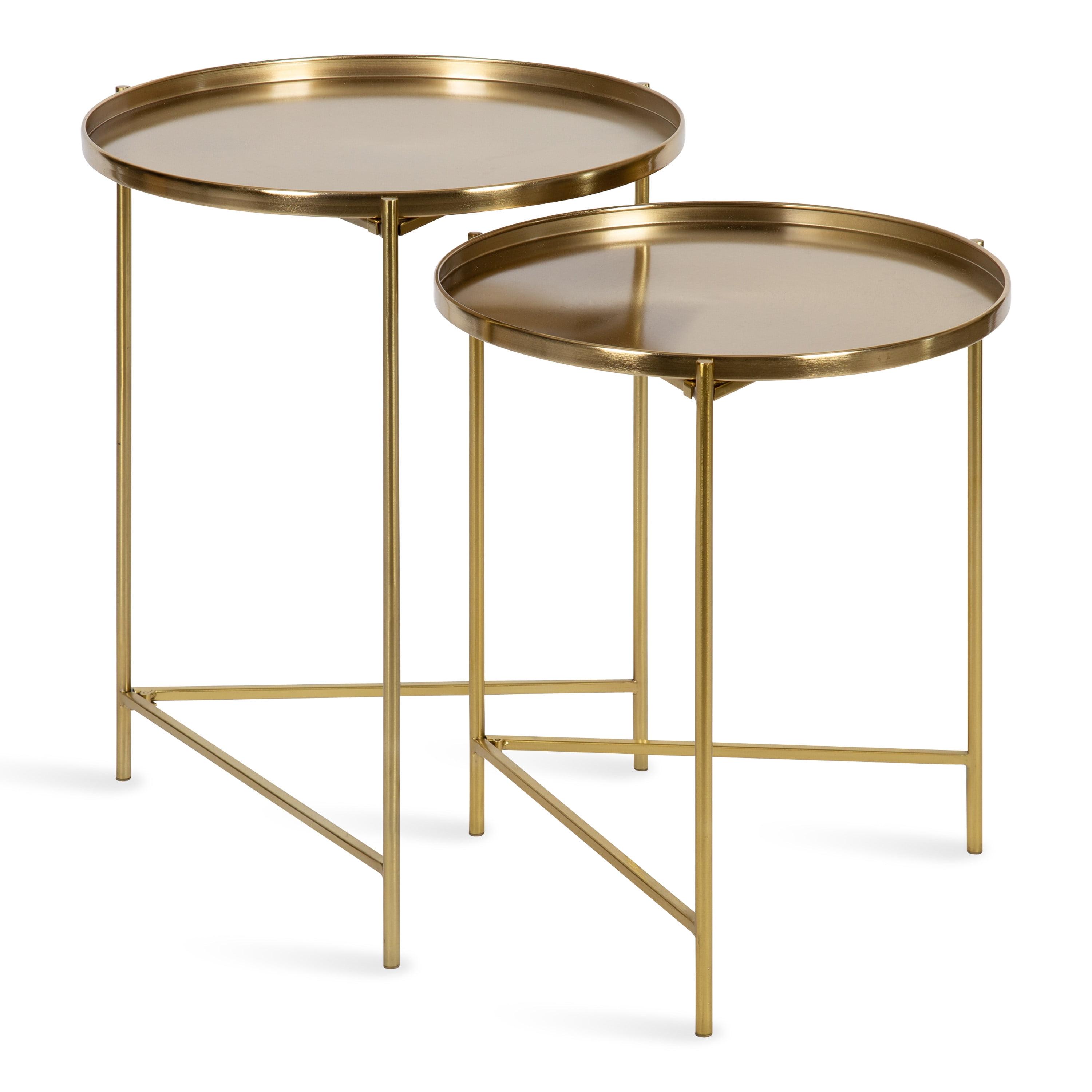 Kate and Laurel Ulani Round Metal Nesting Table, 2 Piece, Gold