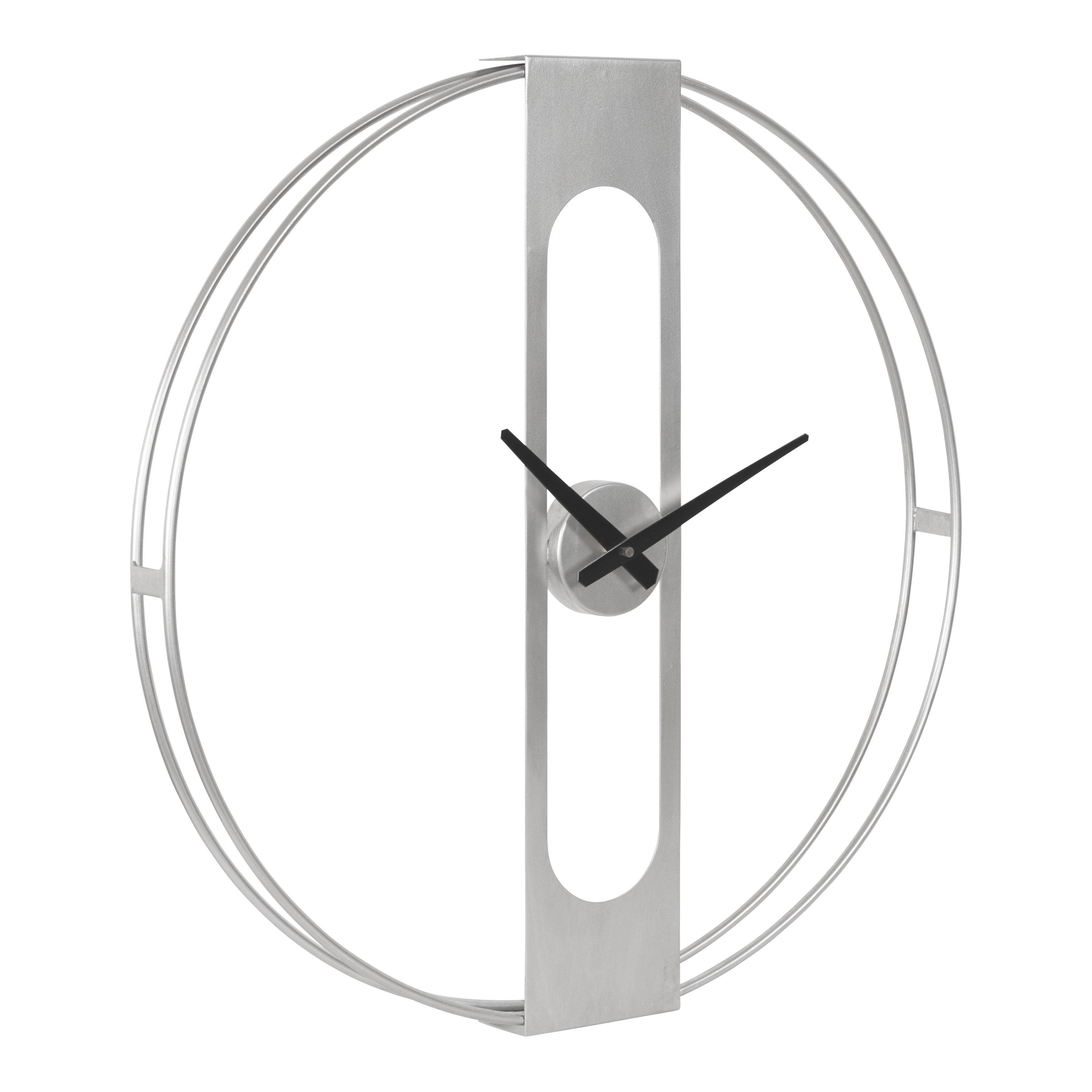 22"x22" Urgo Numberless Metal Wall Clock Silver - Kate & Laurel All Things Decor: Large, Modern Indoor Timepiece