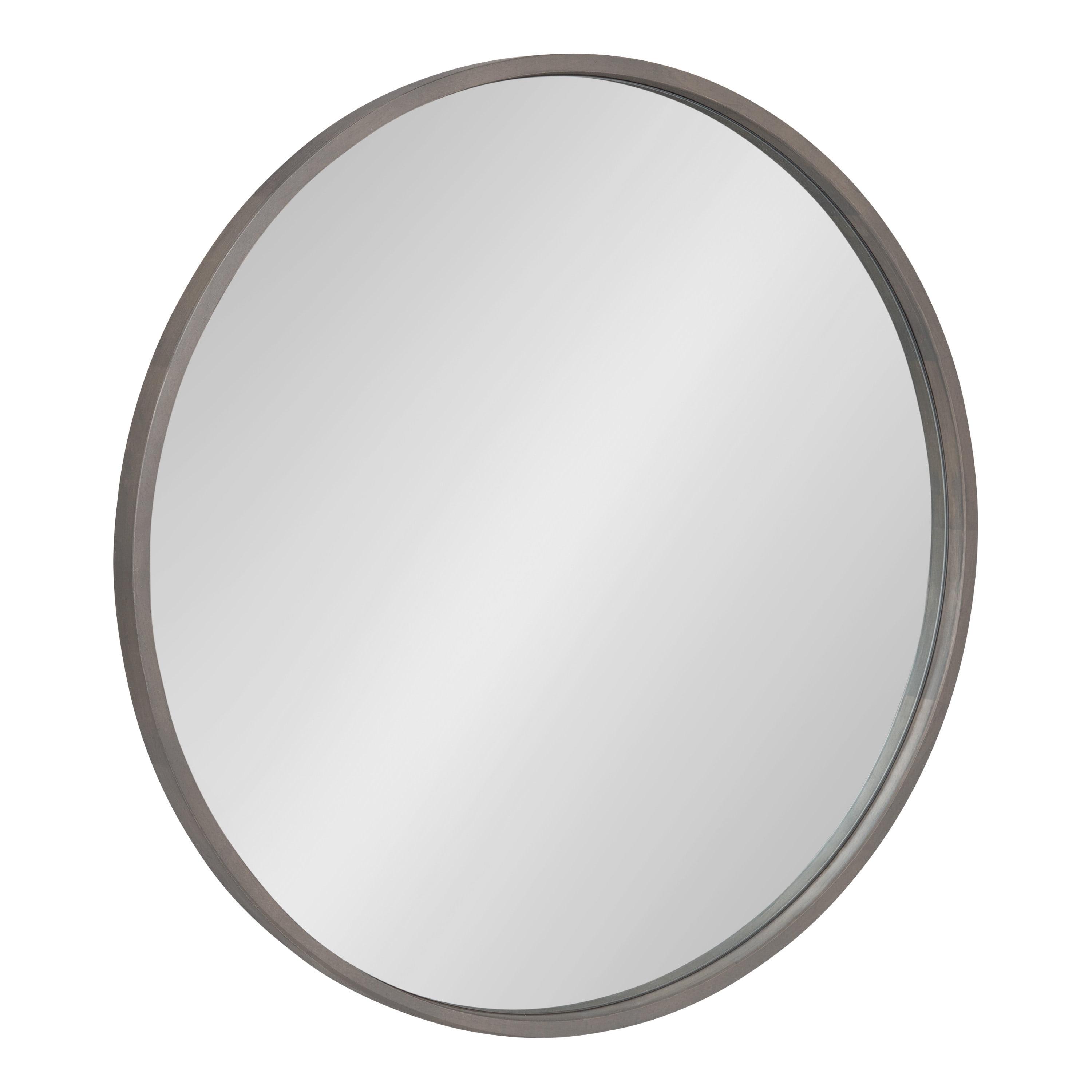 Kate and Laurel Valenti Farmhouse Round Wall Mirror, 28 Inch Diameter, Gray, Decorative Circle Mirror