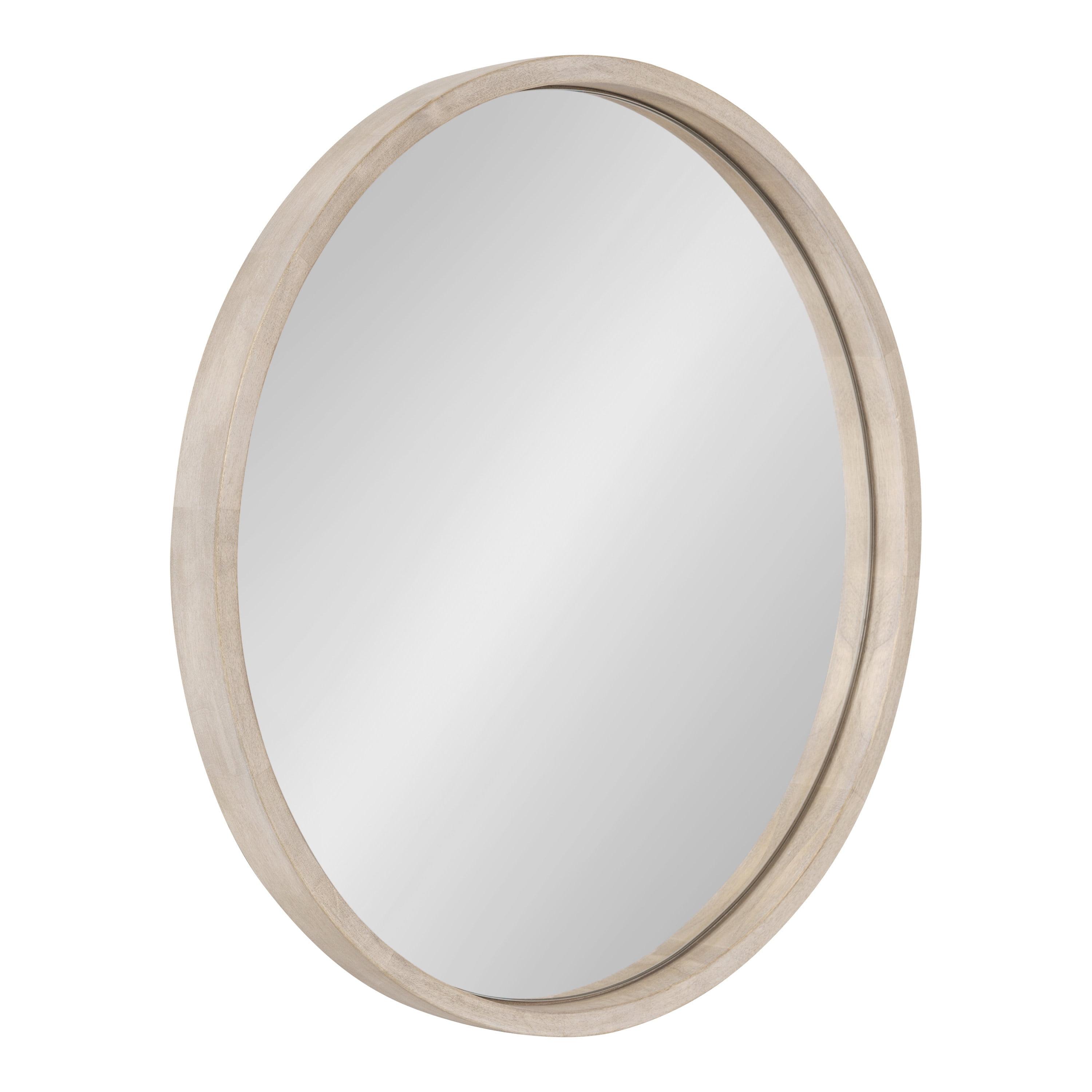 Kate and Laurel Valenti Round Framed Mirror, White 18" Diameter