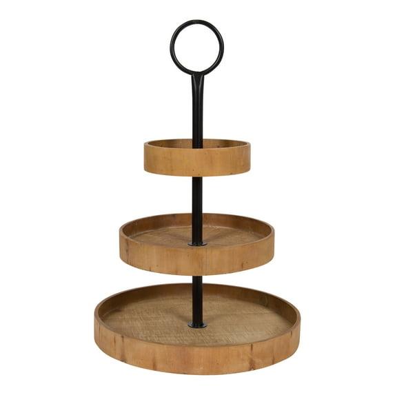 Kate and Laurel Woodmont Tray, 3 Tier, Rustic Brown