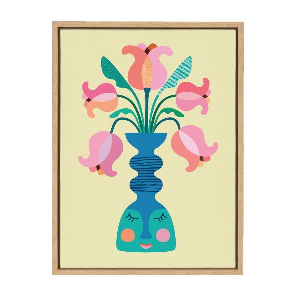 18" x 24" Sylvie Mid Century Modern Tulips Framed Canvas by Rachel Lee of My Dream Wall Natural - Kate & Laurel All Things Decor