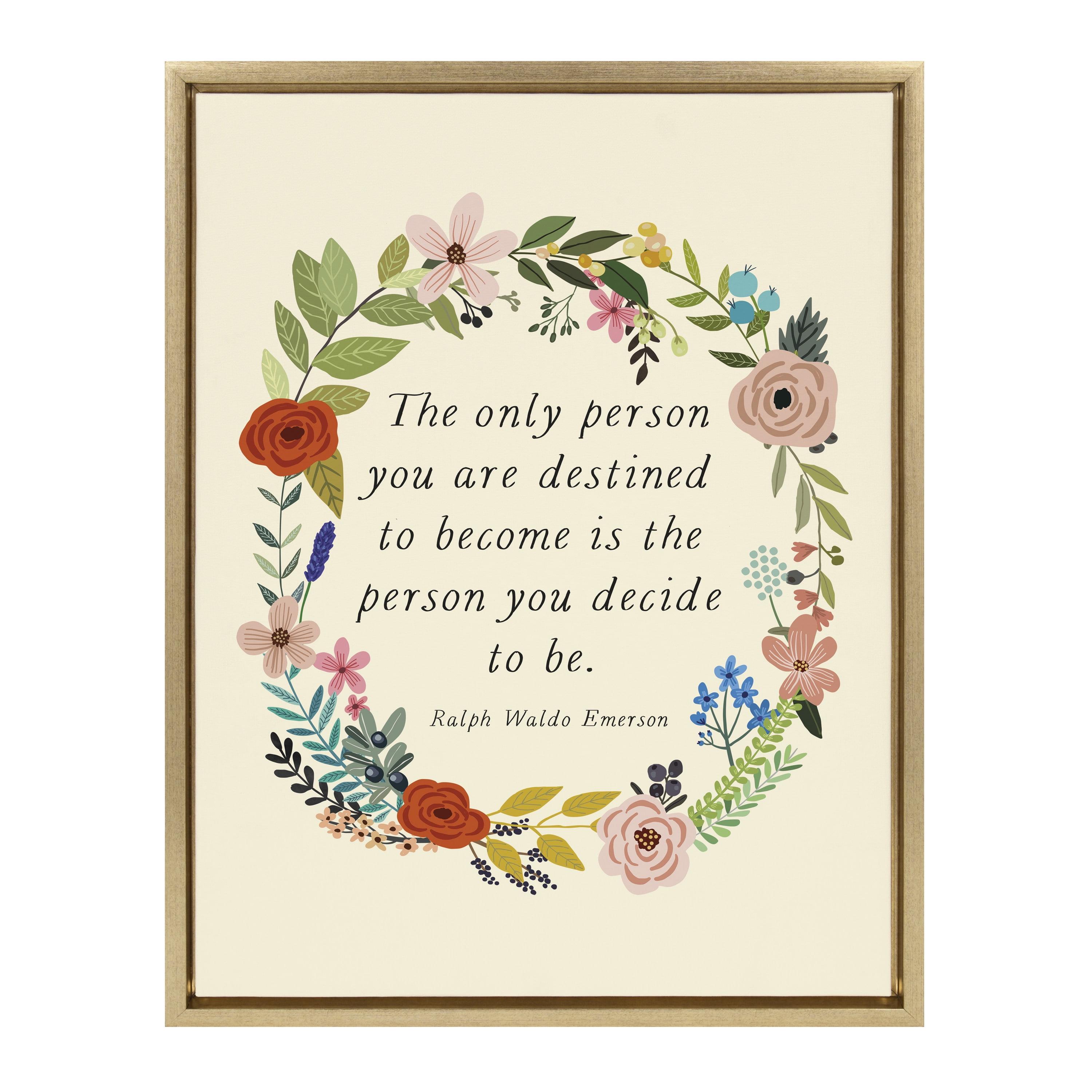 18"x24" Sylvie The Only Person Framed Canvas Wall Art by Mia Charro Gold - Kate and Laurel: Emerson Quote, Modern Decor, Nursery Artwork