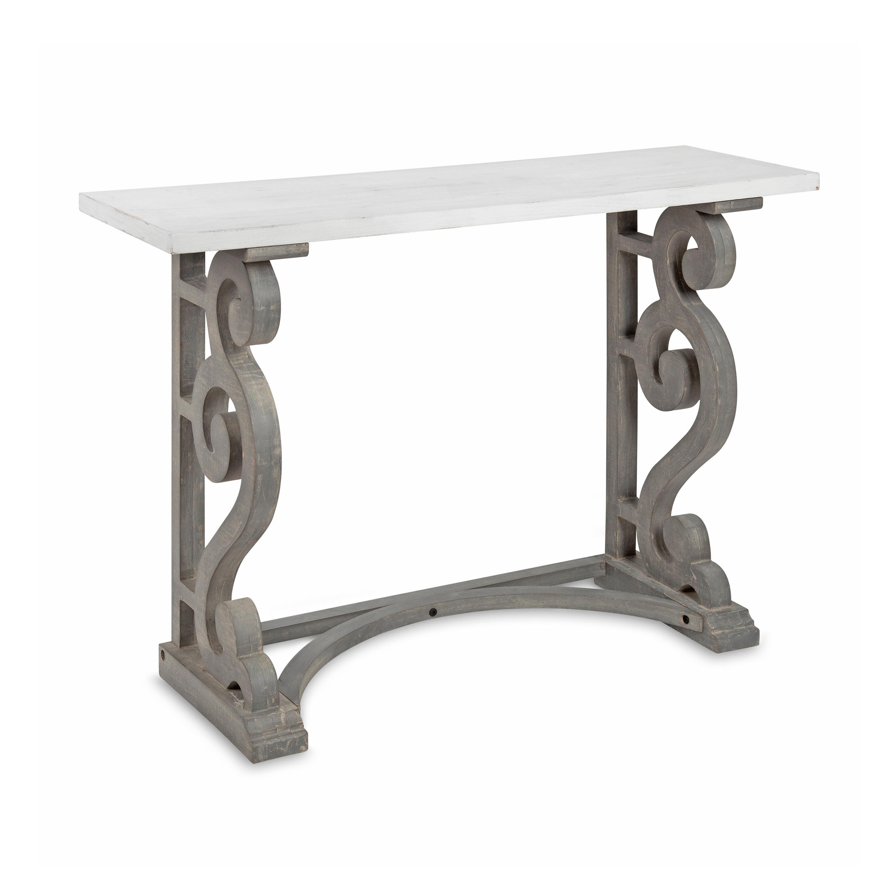 Rustic French Provincial 44.5'' Distressed Wood Console Table in Gray