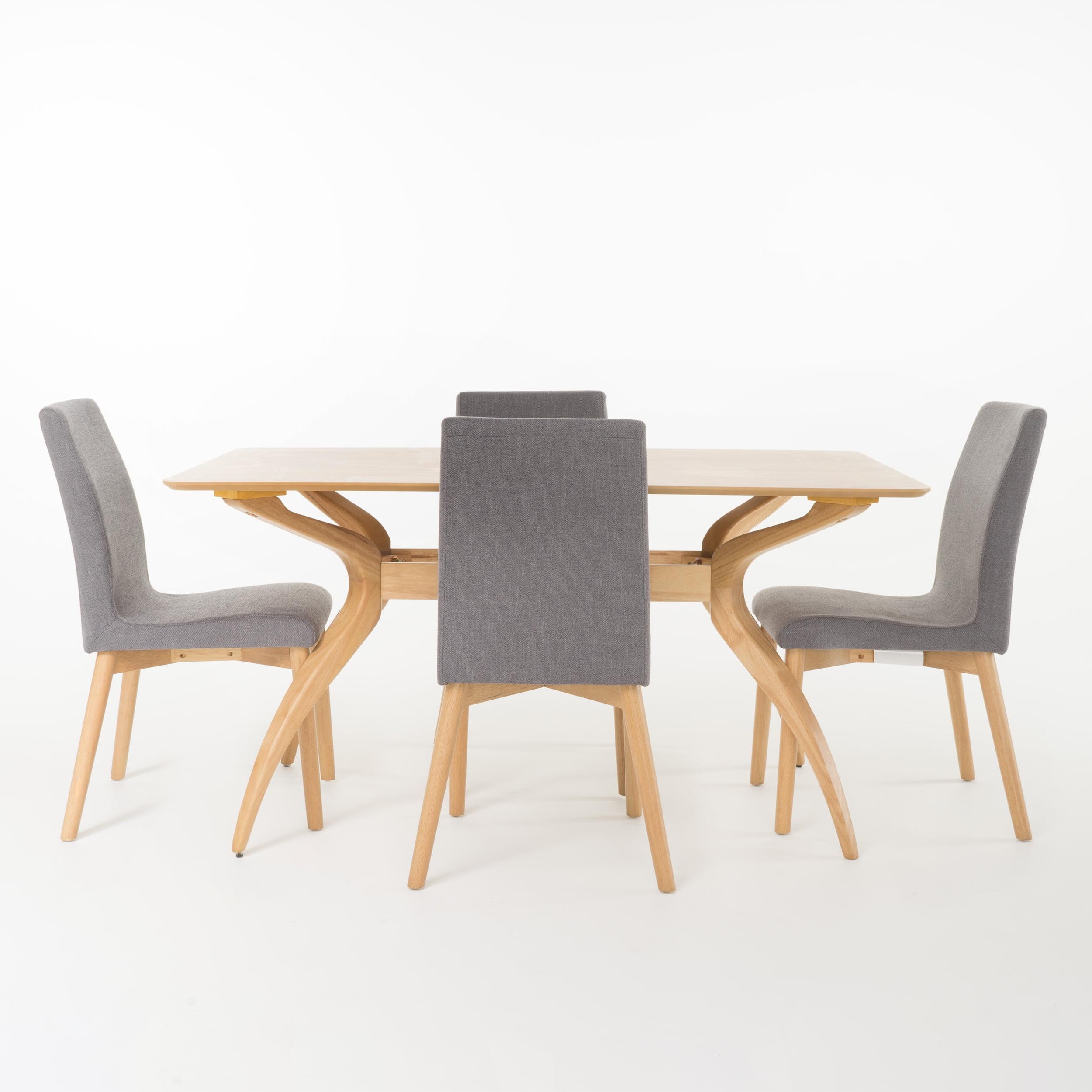 5pc Orrin 60" Curved Leg Dining Set Dark Gray/Oak Brown - Christopher Knight Home: Mid-Century, Upholstered Chairs