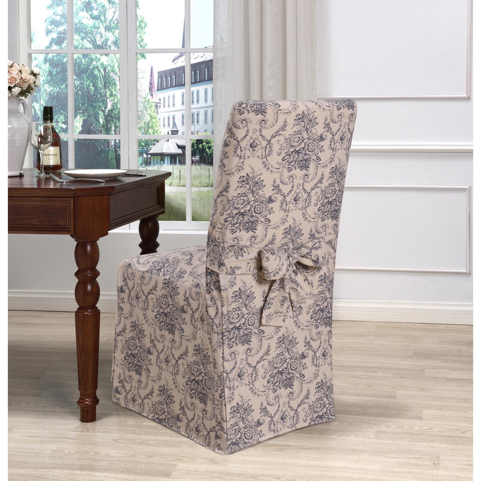 Navy Cotton Polyester Stretch Dining Chair Slipcover