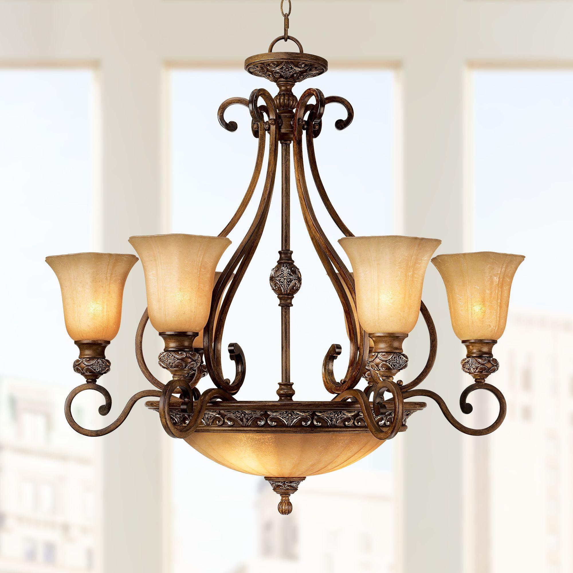 Sterling Estate Golden Bronze 9-Light Chandelier with Champagne Glass Shades