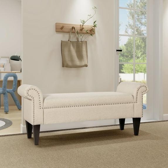 Kathy Roll Arm Entryway Accent Bench Sky Neutral