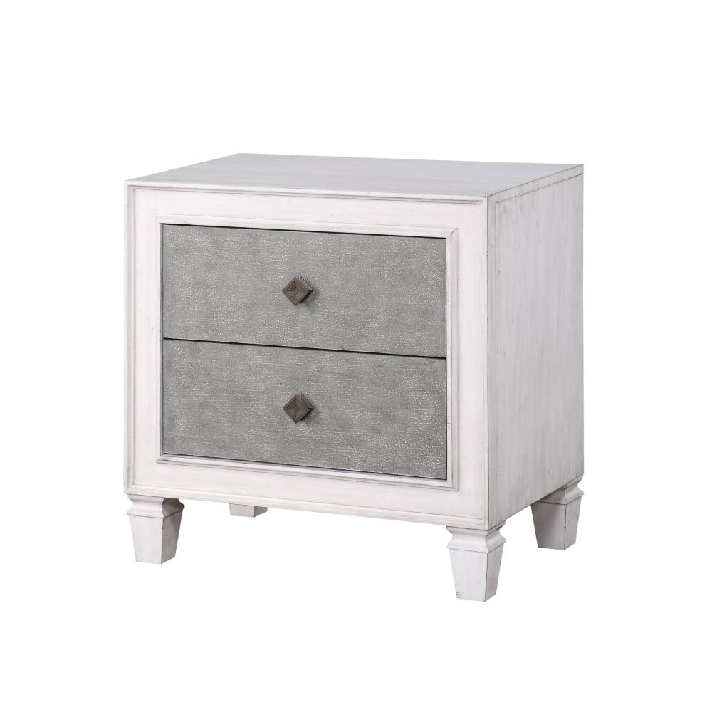 Katia Rustic Gray & Weathered White 2-Drawer Nightstand