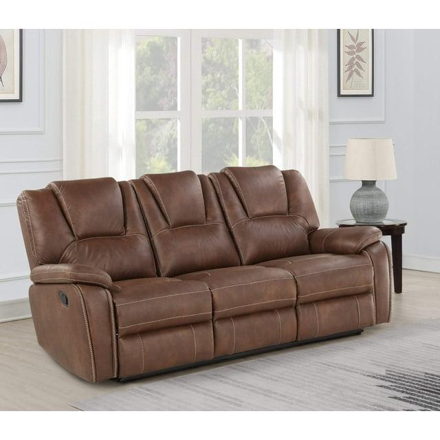 Katrine Manual Side Lever Recliner Sofa Brown - Steve Silver Co.: Luxurious Faux-Leather, Padded Armrests