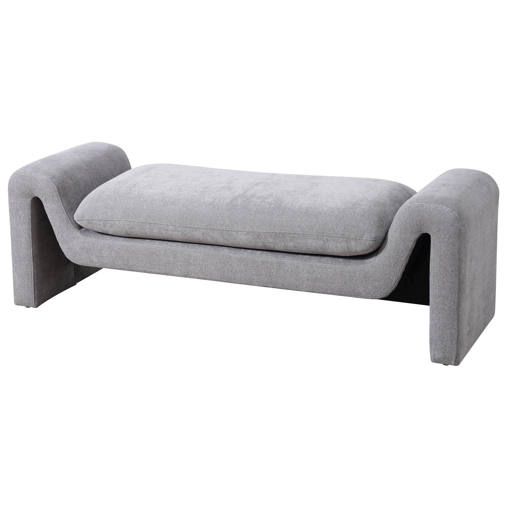 Katsumi 59" Gray Boucle Upholstered Japandi Bench