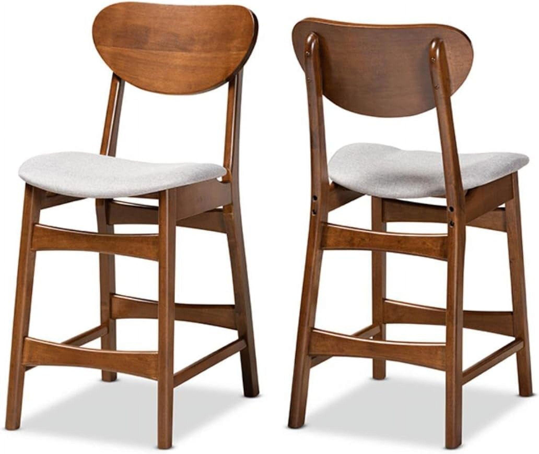 2pc Katya Fabric Upholstered and Wood Counter Height Barstool Set - Baxton Studio