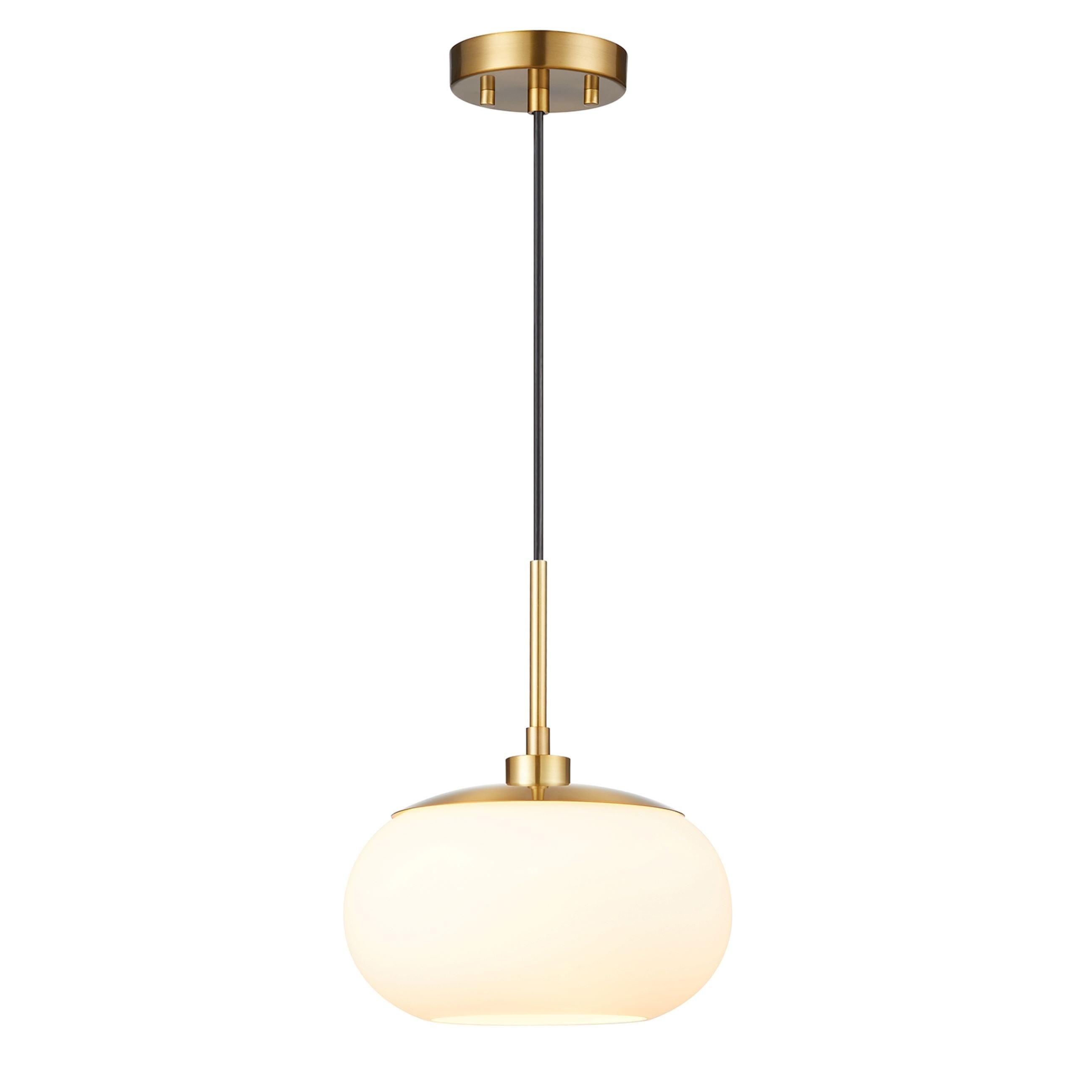 Opal White and Gold Glass Globe Pendant Light