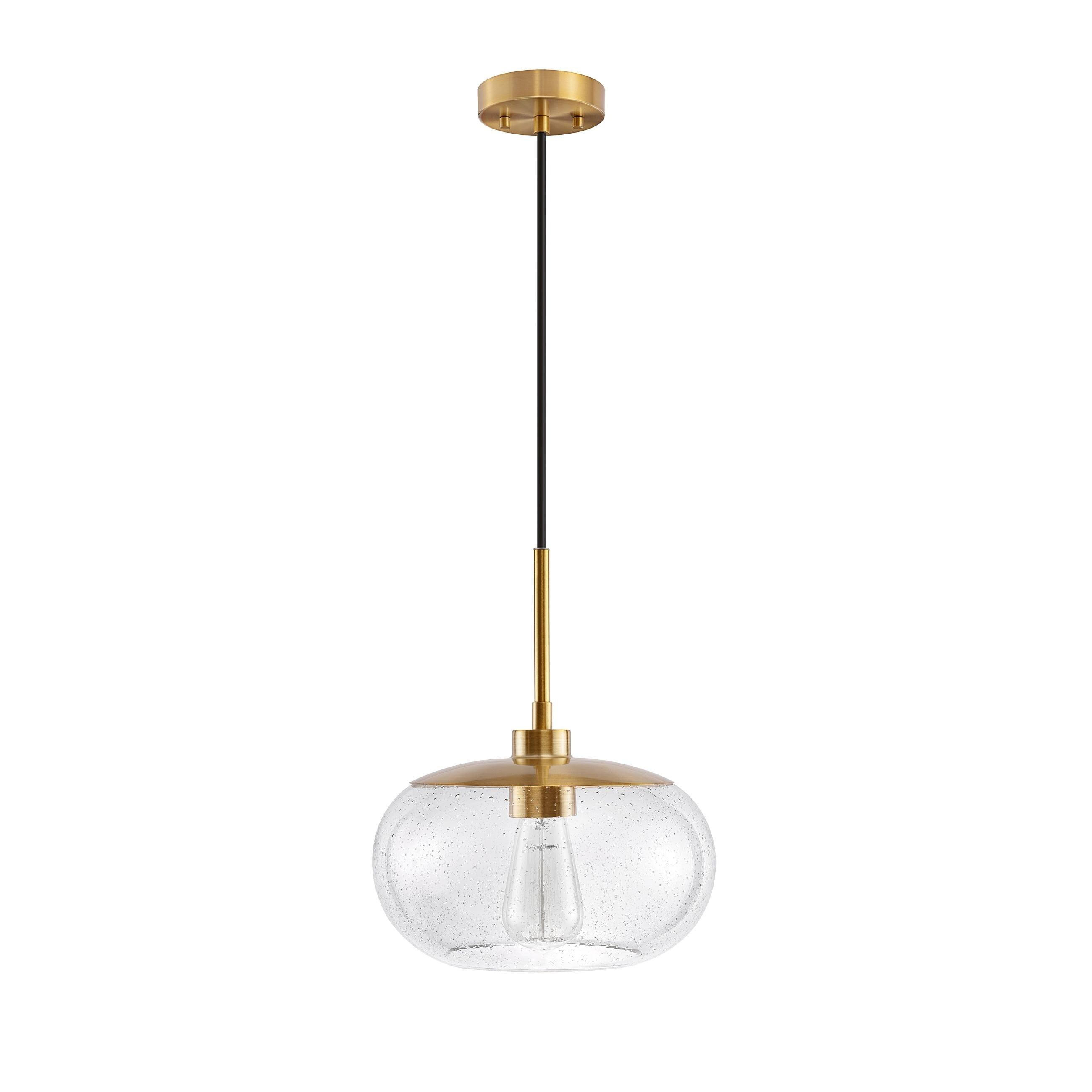 Kawoti  1-Light Adjustable Glass Pendant Seedy Glass Gold, Brass