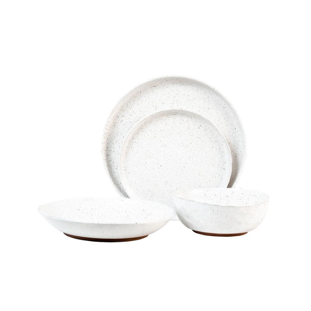 White Porcelain 16-Piece Rustic Dinnerware Set