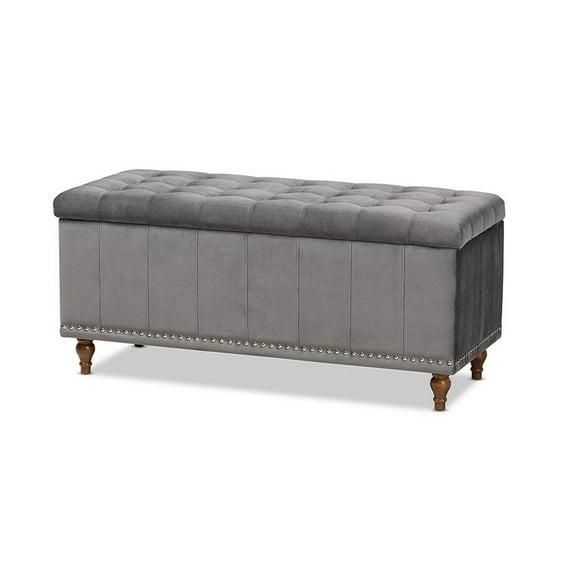 Kaylee Velvet Upholstered Button Tufted Ottoman Bench with Interior Storage - Baxton Studio