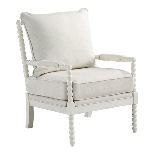 OSP Home Furnishings Kaylee Spindle Chair Linen: Mid-Century Modern Accent, Removable Cushions