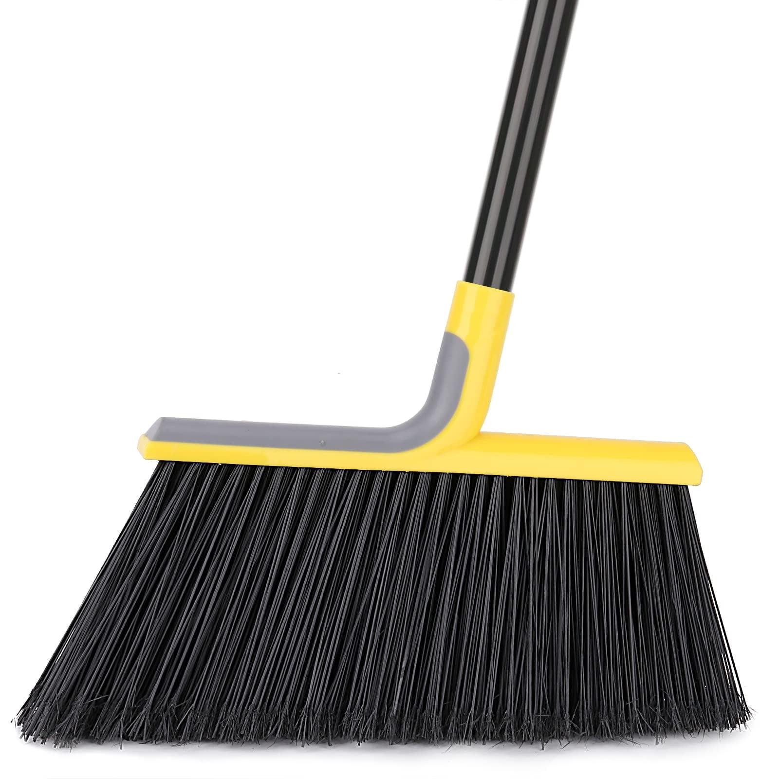 58" Heavy-Duty Yellow and Black Outdoor Broom with Iron Handle