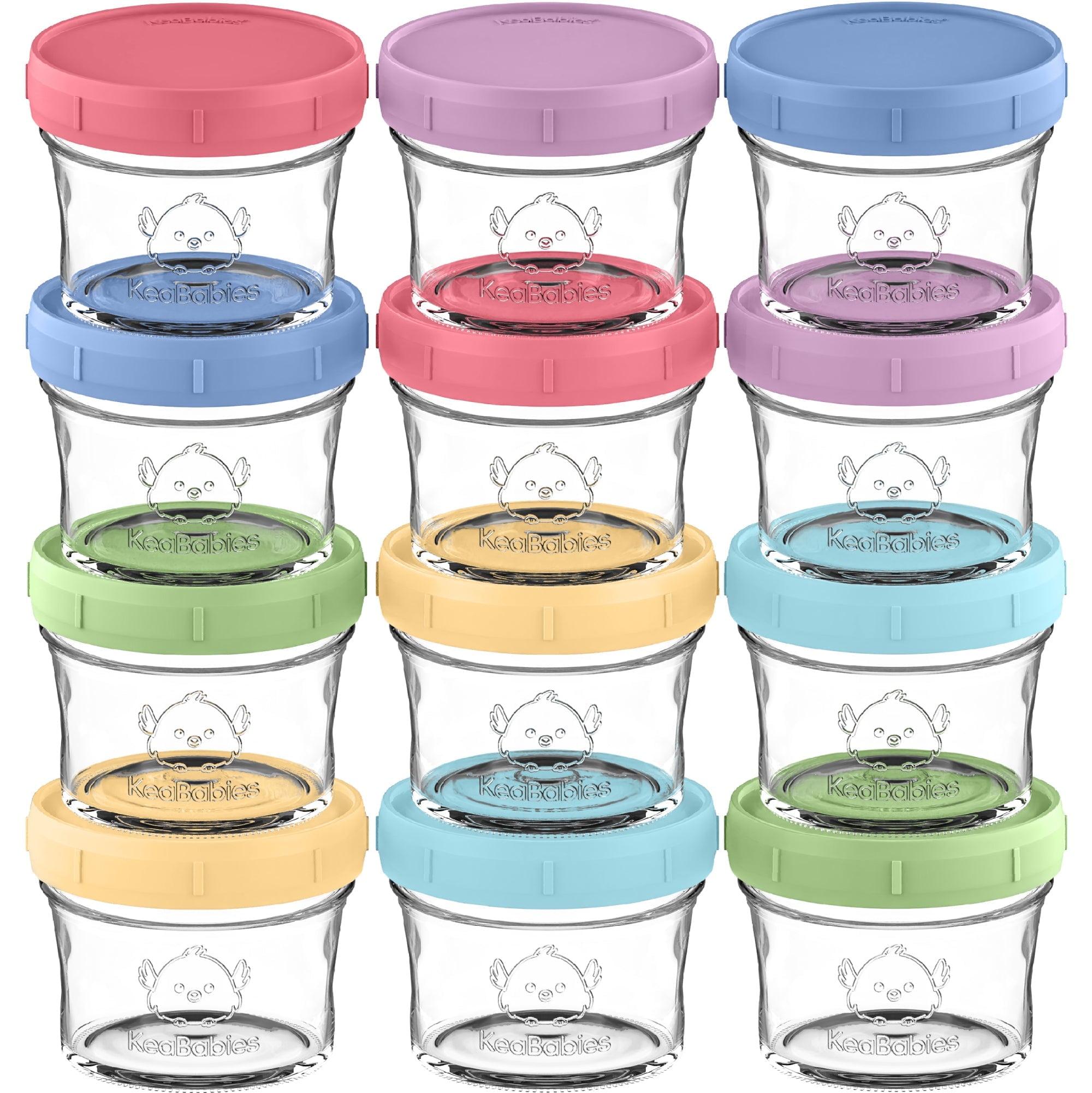 12pk Prep Baby Food Storage Containers, 4 oz Leak-Proof, BPA Free Glass Baby Food Jars for Feeding