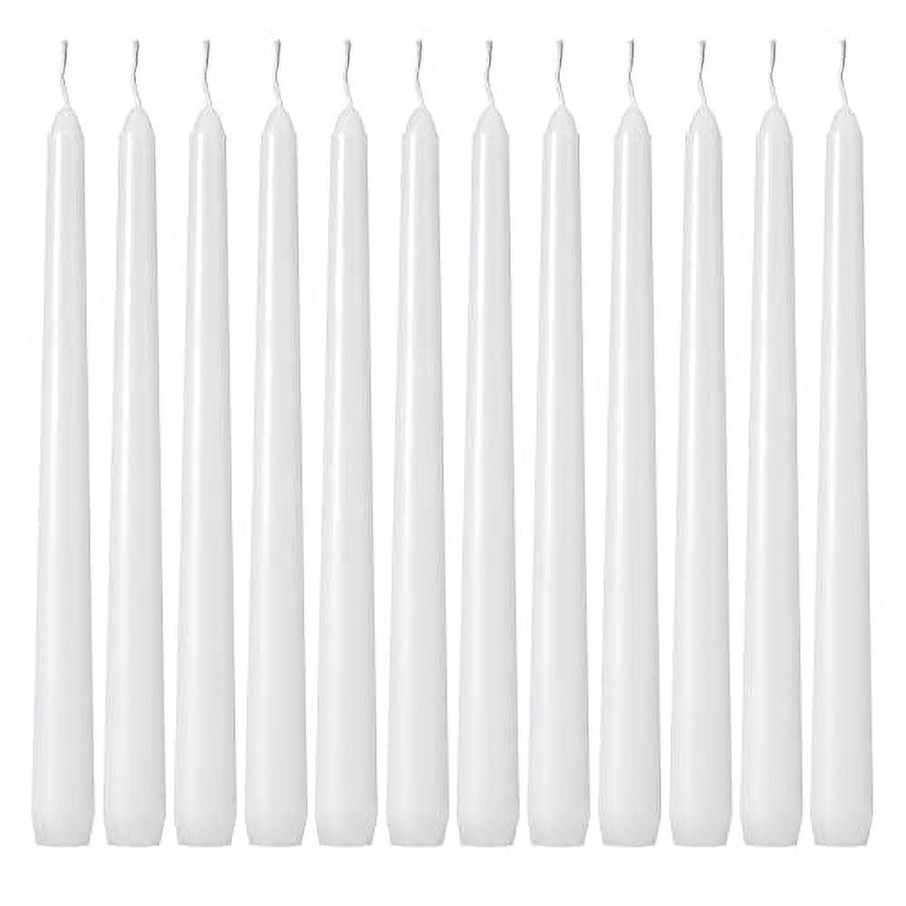 Kedtui Taper Candles 10 inch (H) Dripless, Set of 24 White Unscented and Smokeless Taper Candles Long Burning, Paraffin Wax with Cotton Wicks for Burning 8 Hours Time