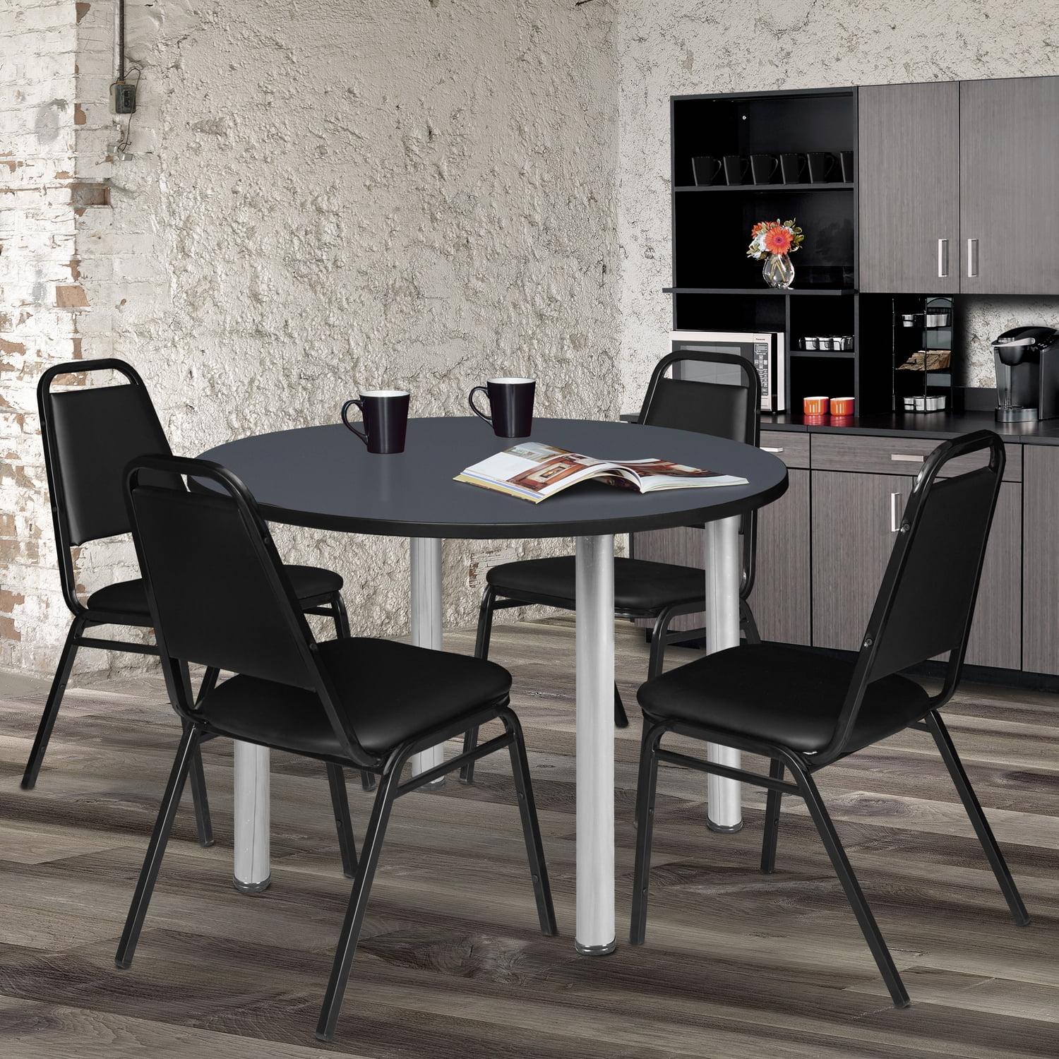 Kee 48" Round Breakroom Table- Grey/ Chrome