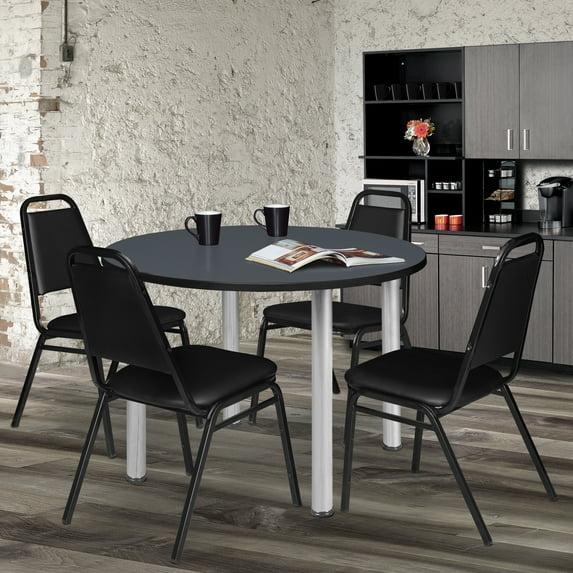 Kee 48" Round Breakroom Table- Grey/ Chrome