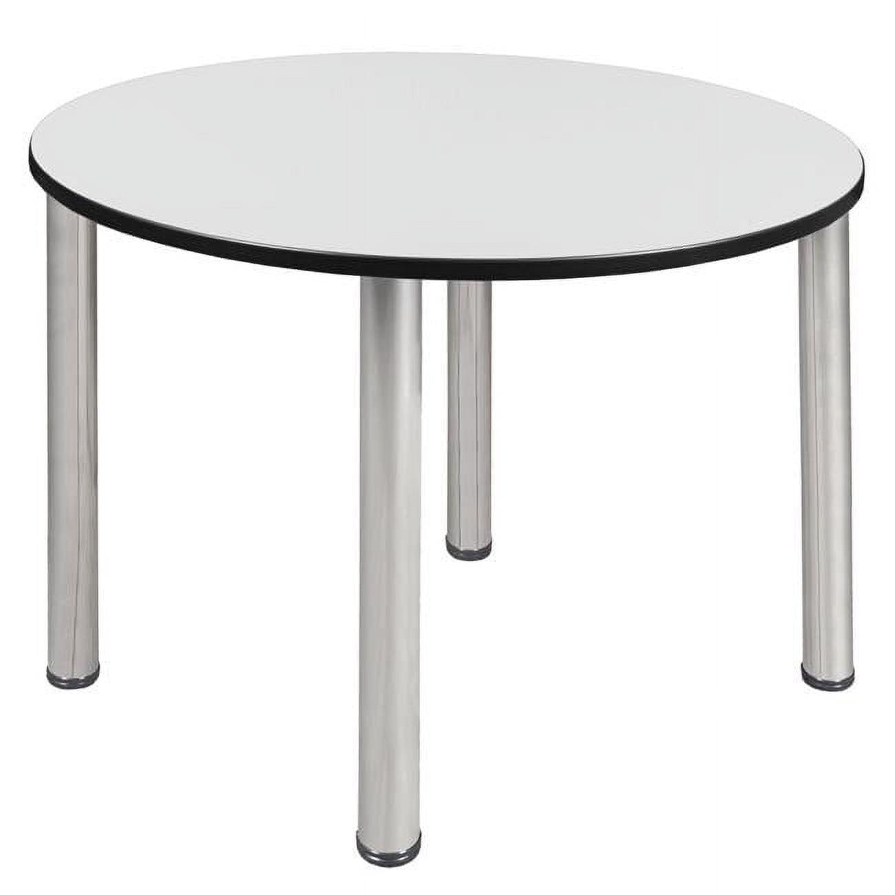 Kee 48" Round White and Chrome Dining Table