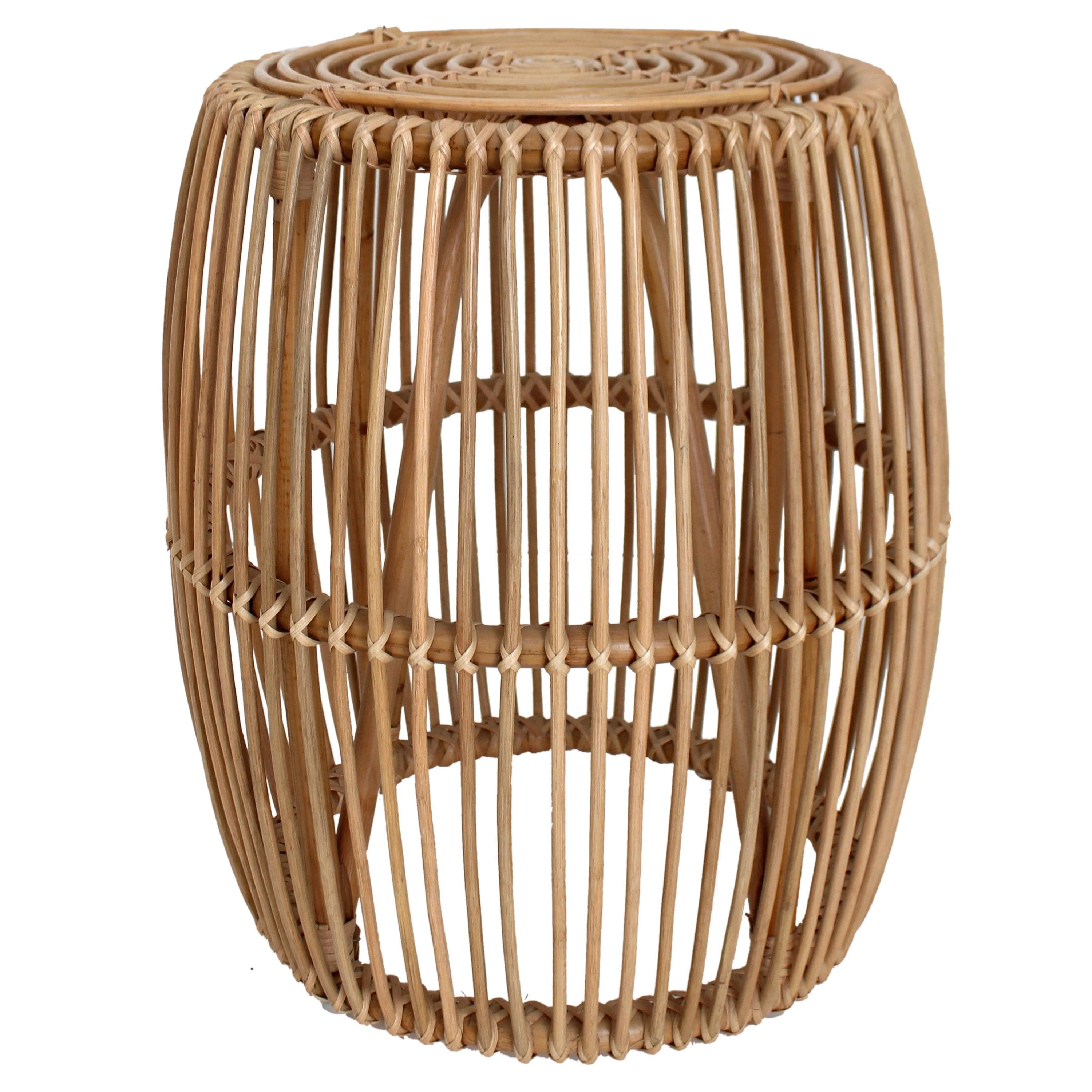 Keegan 20" Honey Finish Round Rattan Tropical End Table