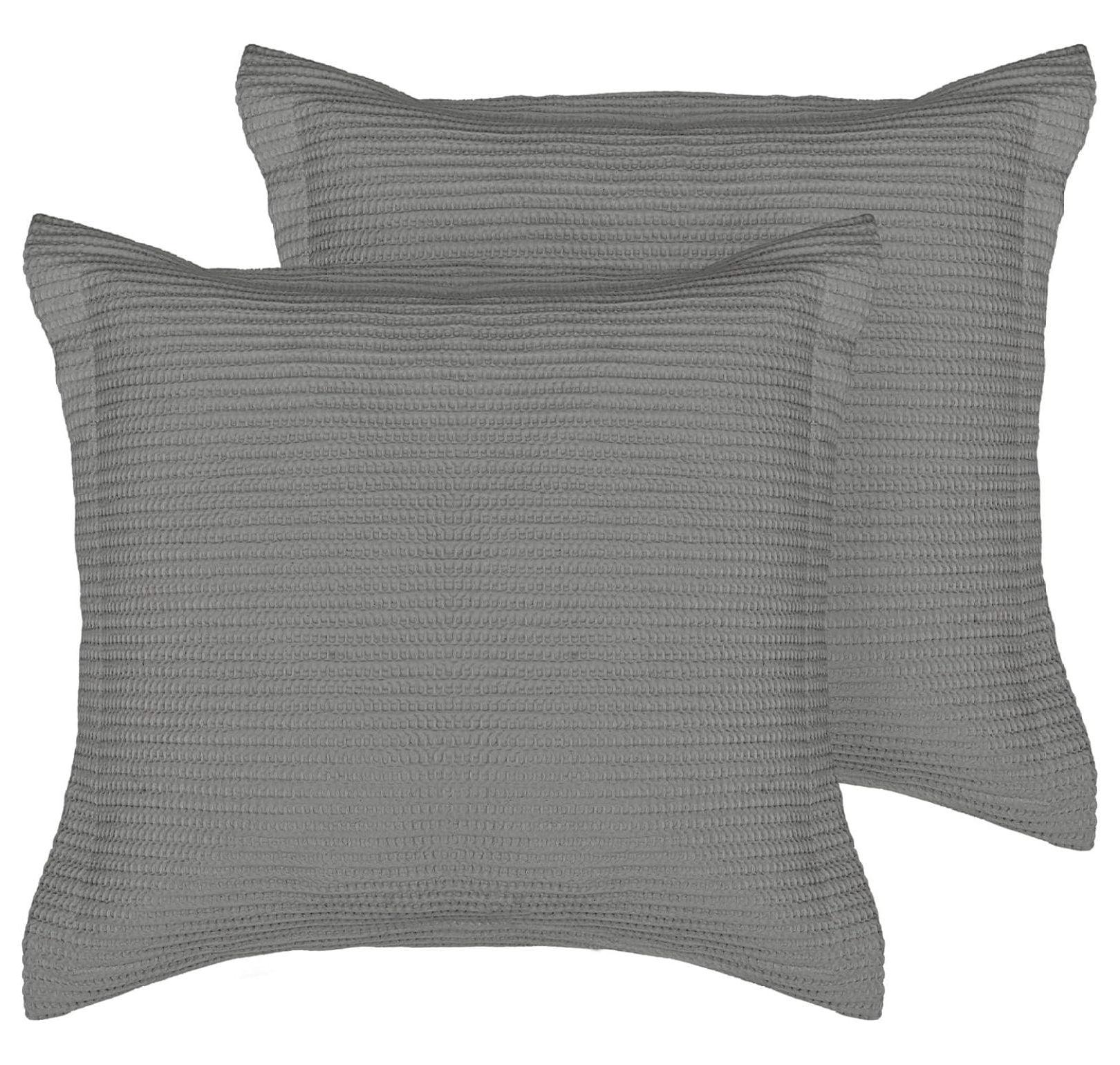 Gray Waffle Weave Cotton Euro Sham Set of 2